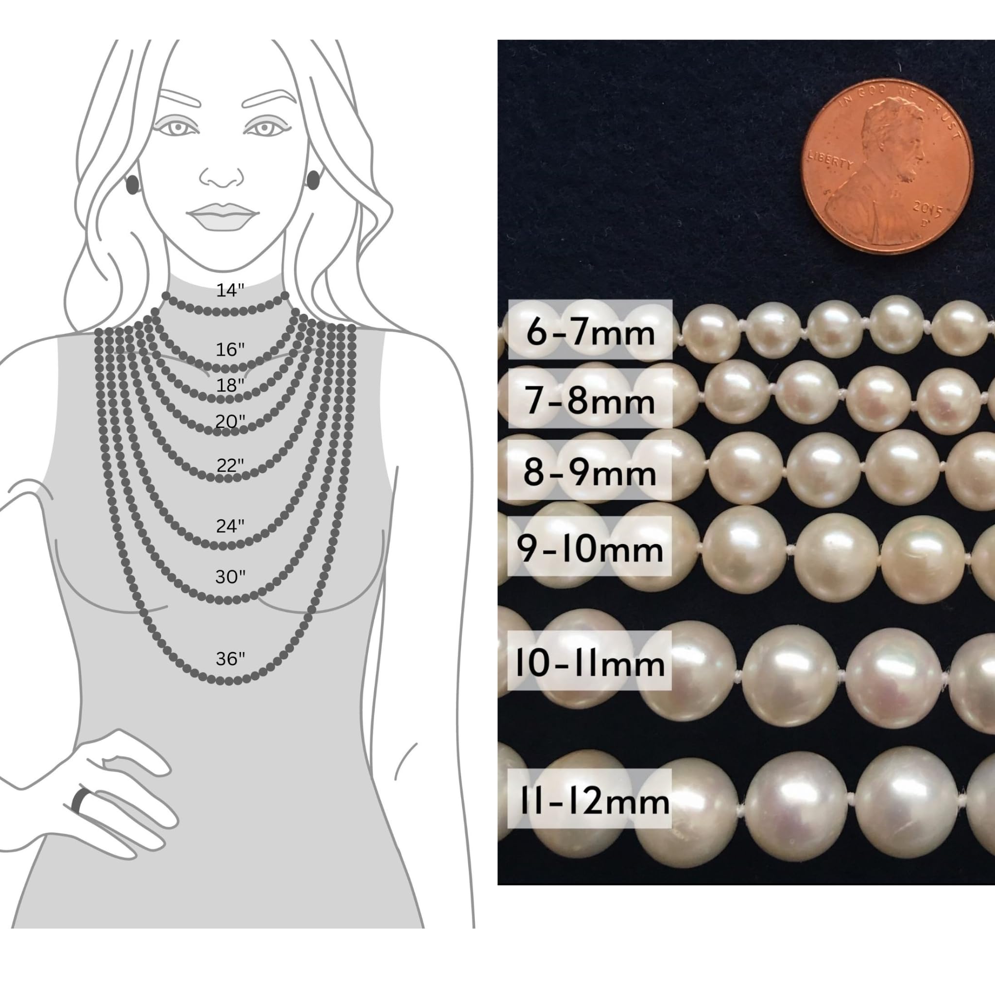 Real Pearl Necklace for Women - Freshwater Cultured Pearls, Sterling Silver for Wedding & Gifts