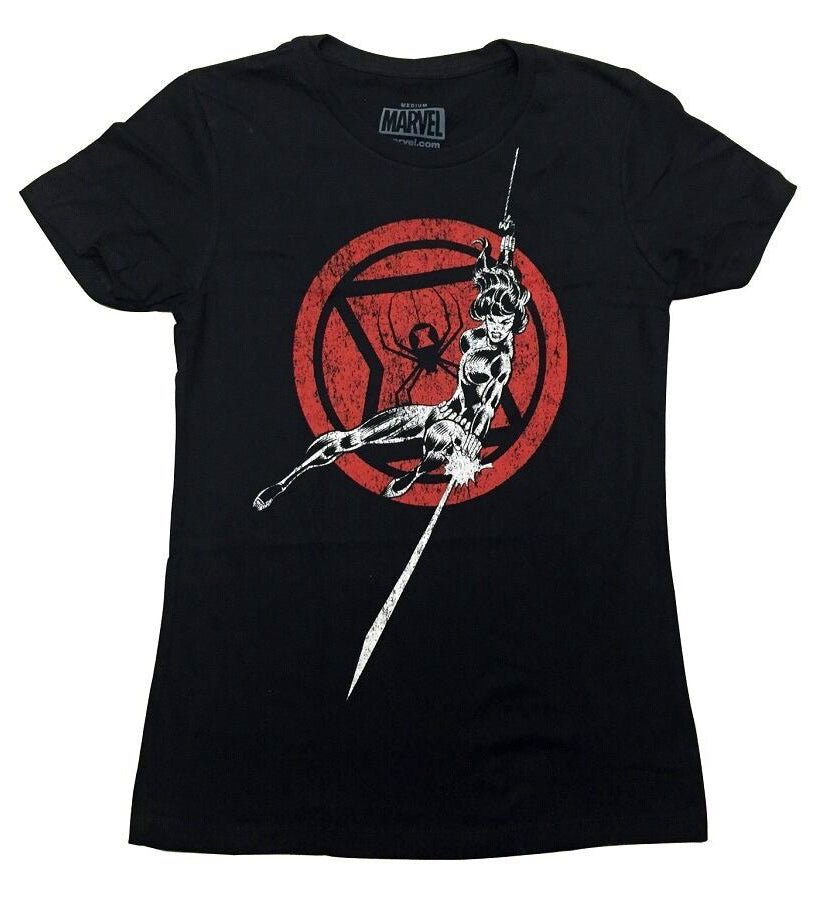 Black Widow Attack Marvel Comics Juniors T-Shirt | Superhero Graphic Tee for Kids & Teens | Perfect for Cosplay, Birthday Gifts & Marvel Fans
