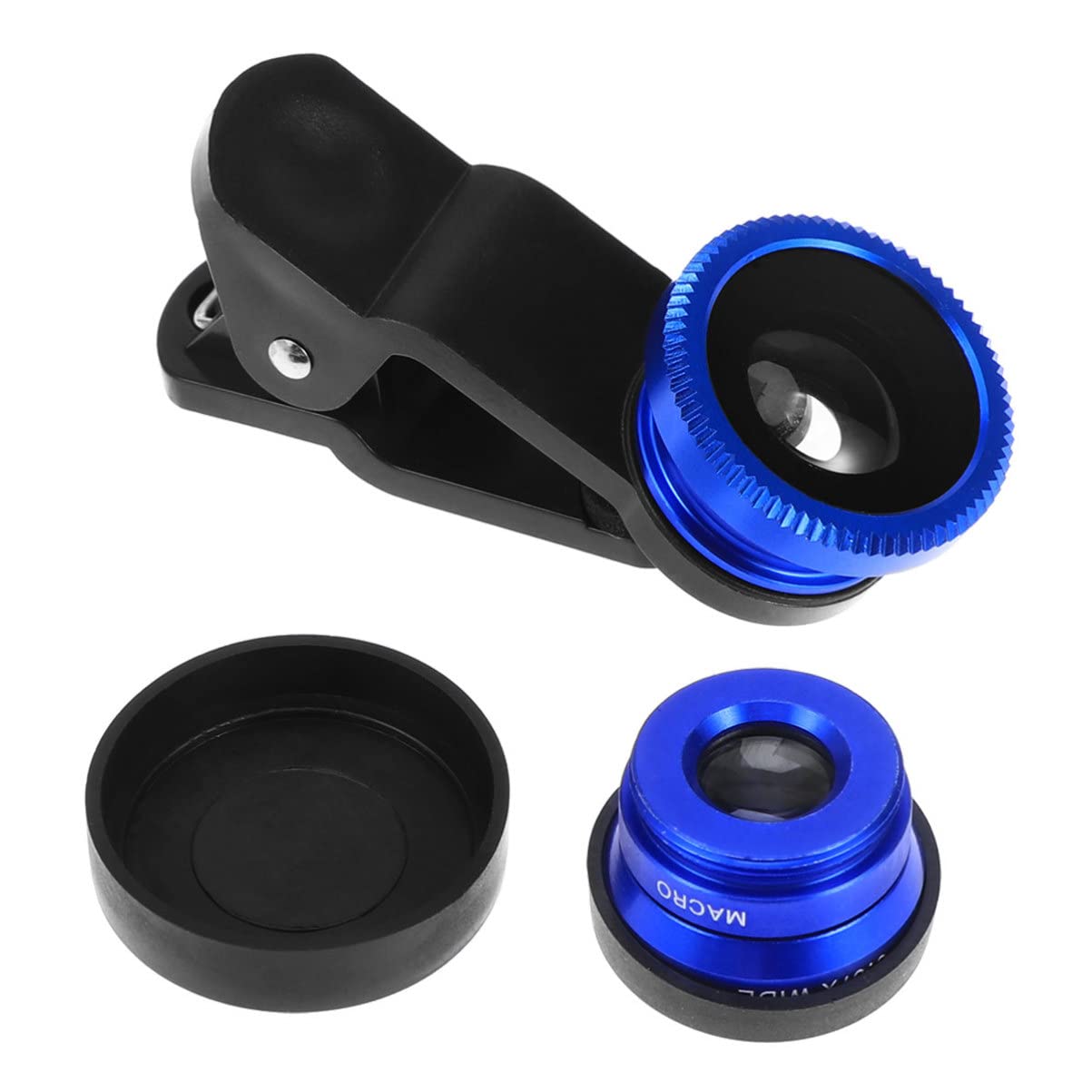 ULTECHNOVO 3-in-1 Mini Phone Camera Lens Kit - 0.67X Wide Angle, Macro & 180° Fisheye Lens - Clip-On Compatible with iPhone Samsung Most Smartphones (Blue) - Perfect for Travel Photography, Vlogging & Close-Up Shots