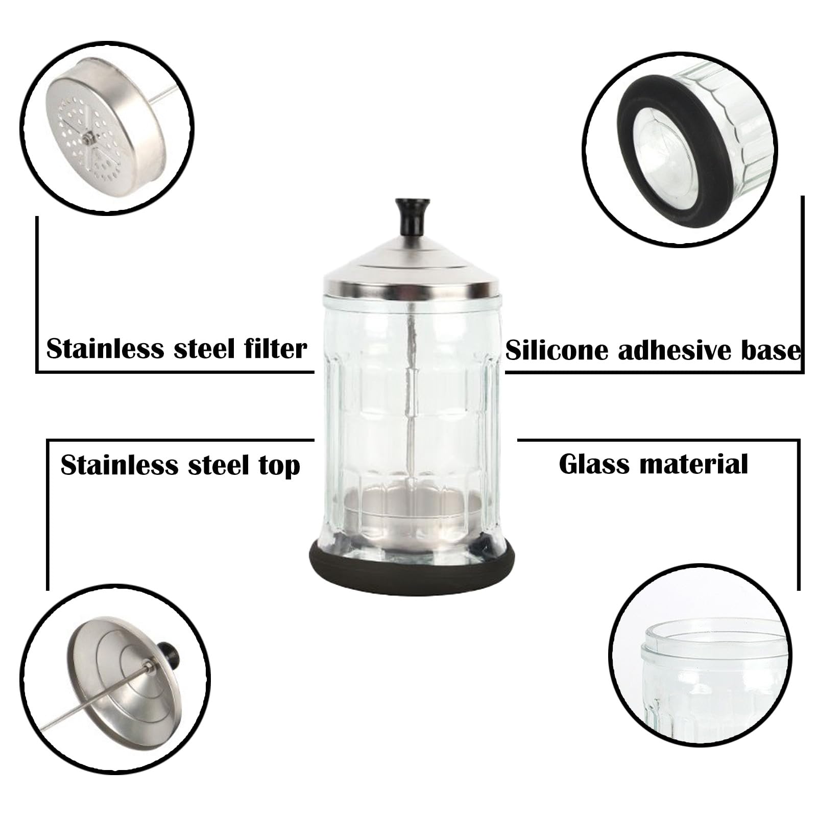 33 Oz /1000ml Glass Disinfectant Jar for Barber Tools - Professional Sterilizer for Nail & Hair Stylist Equipment | Salon, Barber Shop & Home Use