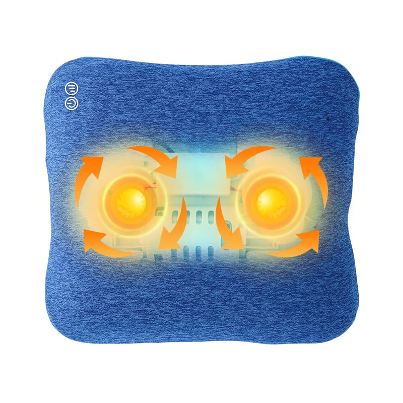 Master Massage Bravo Shiatsu 4D Kneading Deep Tissue Massage Pillow - Dark Blue | Portable Neck & Back Pain Relief for Home, Office & Car Use