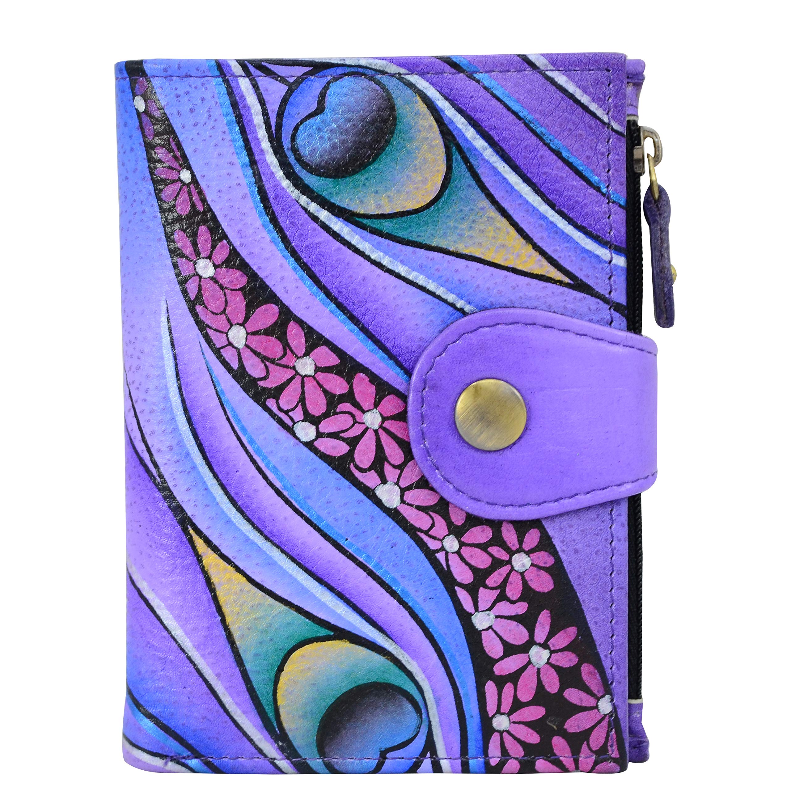 Anuschka Hand Painted Genuine Leather Women's Wallet - Anna Collection | Stylish & Durable Ladies Billfold for Everyday Use, Travel & Gifts