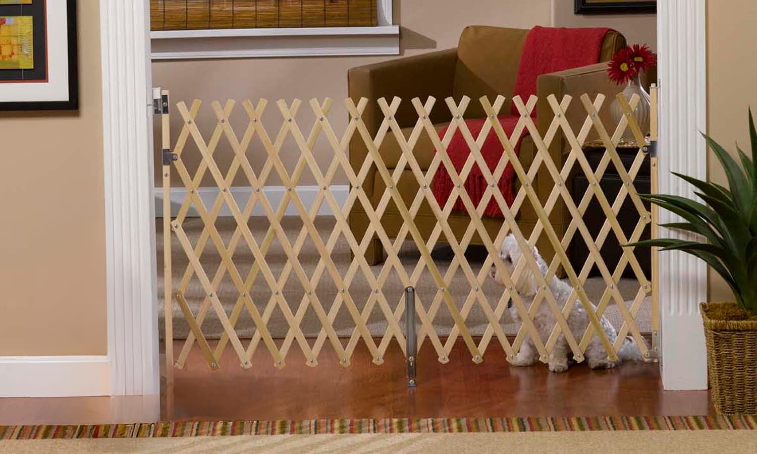 GMI Keepsafe 60-Inch Brown Metal Dog Gate - Heavy Duty Pet Barrier for Large Dogs up to 7.5 lbs - Perfect for Doorways, Stairs & Room Separation