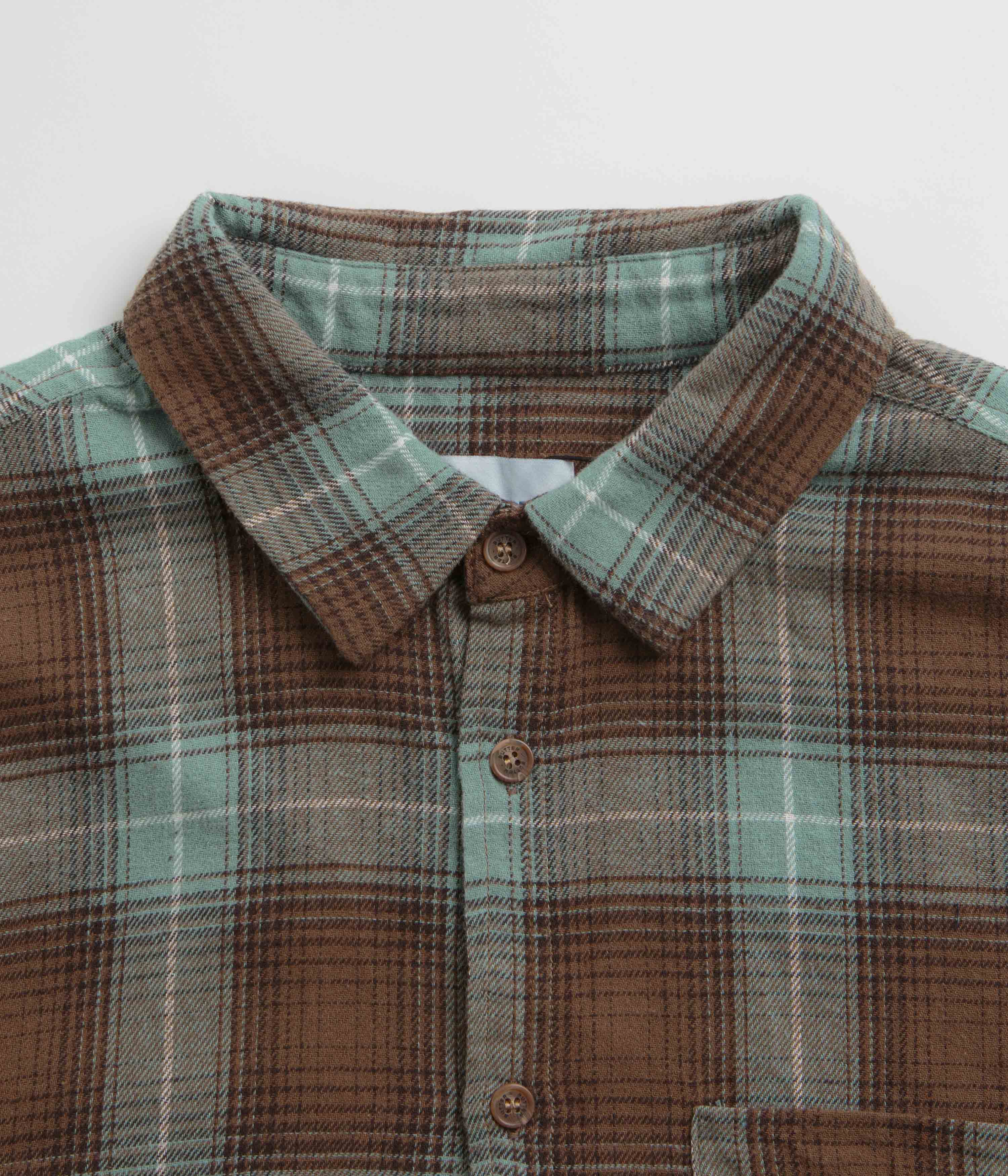 Butter Goods Plaid Shirt for Men - Soft Cotton Flannel Button Down Shirt in Brown & Teal Checkered Pattern - Perfect for Casual Wear, Outdoor Adventures and Layered Fall Fashion