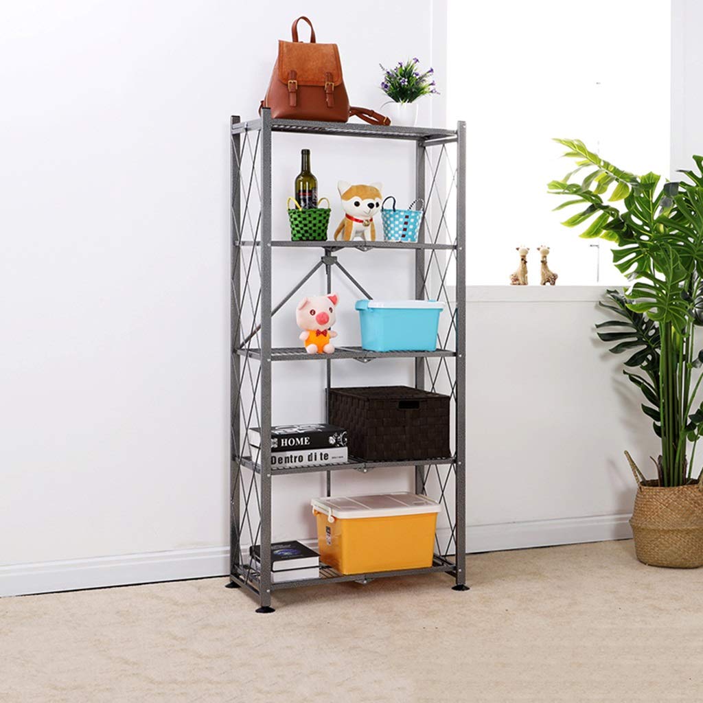 5-Tier Heavy Duty Foldable Storage Shelf - Freestanding Metal Shelving Unit for Kitchen, Garage, Basement & Office Organization | Durable Display Rack for Home Storage & Commercial Use