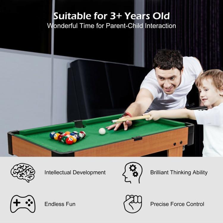 Mini Billiard Balls Set - 1.5 Inch Compact Pool Balls for Travel, Kids, and Tabletop Games