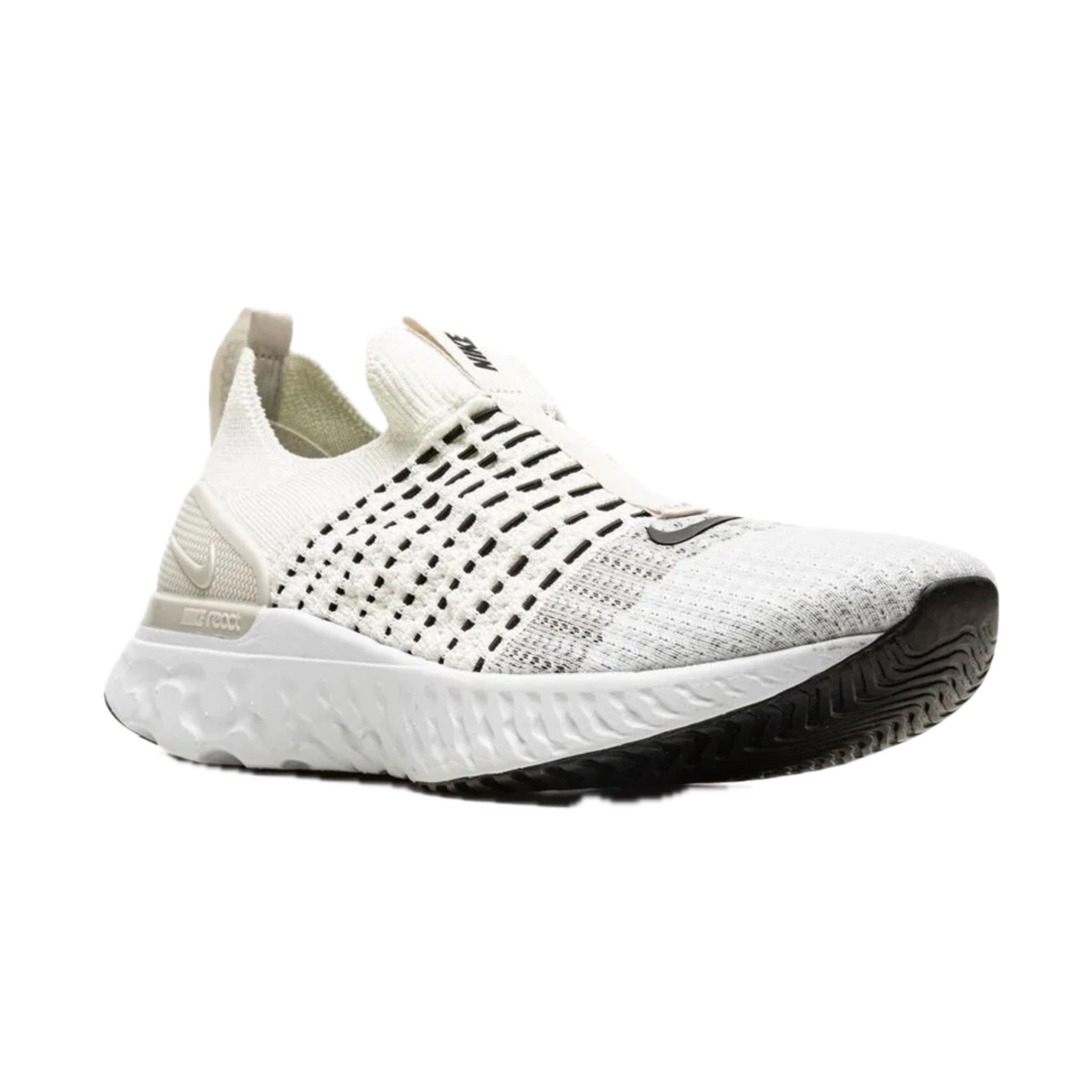 Nike React Phantom Run Flyknit 2 Running Shoes - Sail/Light Bone/White/Black - Lightweight Cushioned Sneakers for Men's Road Running & Gym Workouts