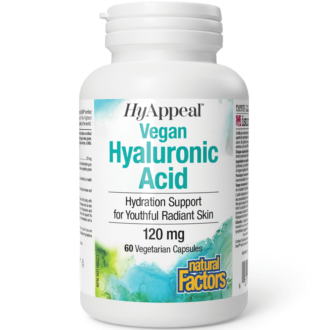 Natural Factors Vegan Hyaluronic Acid 60 Veggie Caps - Plant-Based Joint & Skin Support Supplement for Hydration & Anti-Aging - Perfect for Daily Wellness Routine & Beauty Regimen