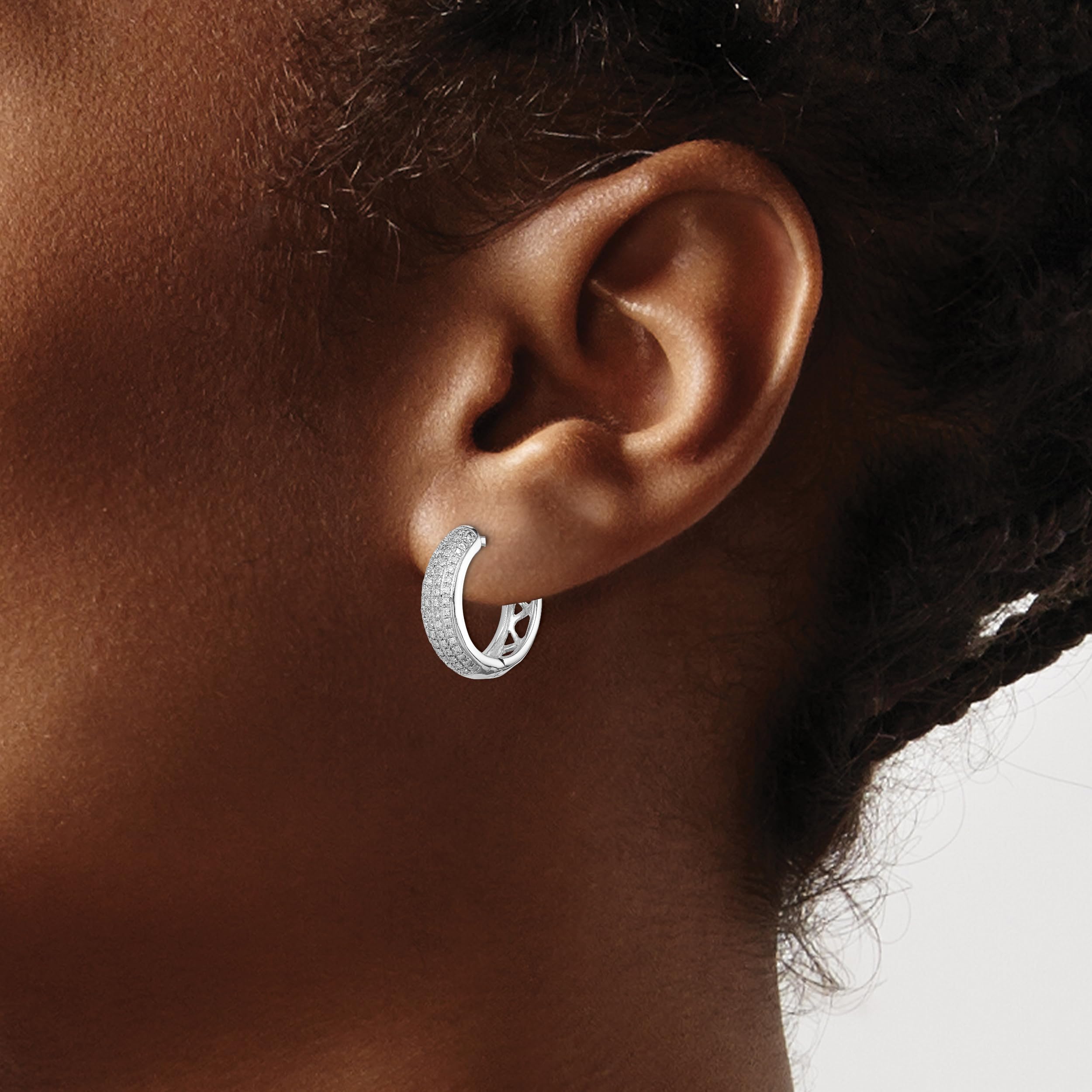 925 Sterling Silver Diamond Hinged Small Hoop Earrings for Women - Elegant Everyday Jewelry Gift for Her, Perfect for Parties, Weddings & Date Nights