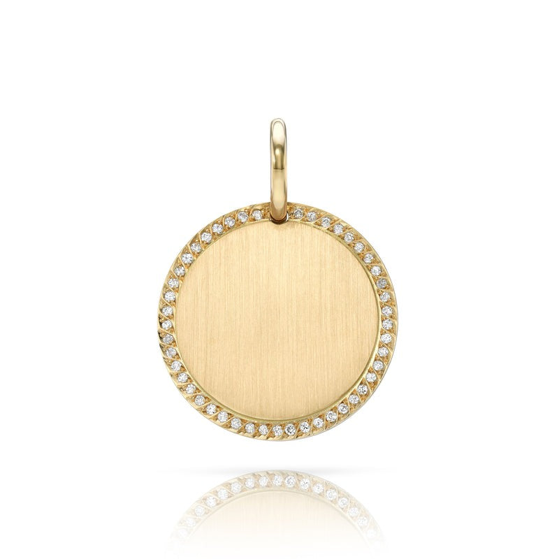 Single Stone Pavé Frame Round Disc Pendant Necklace - Elegant Sterling Silver Jewelry for Women - Perfect for Weddings, Anniversaries & Special Occasions