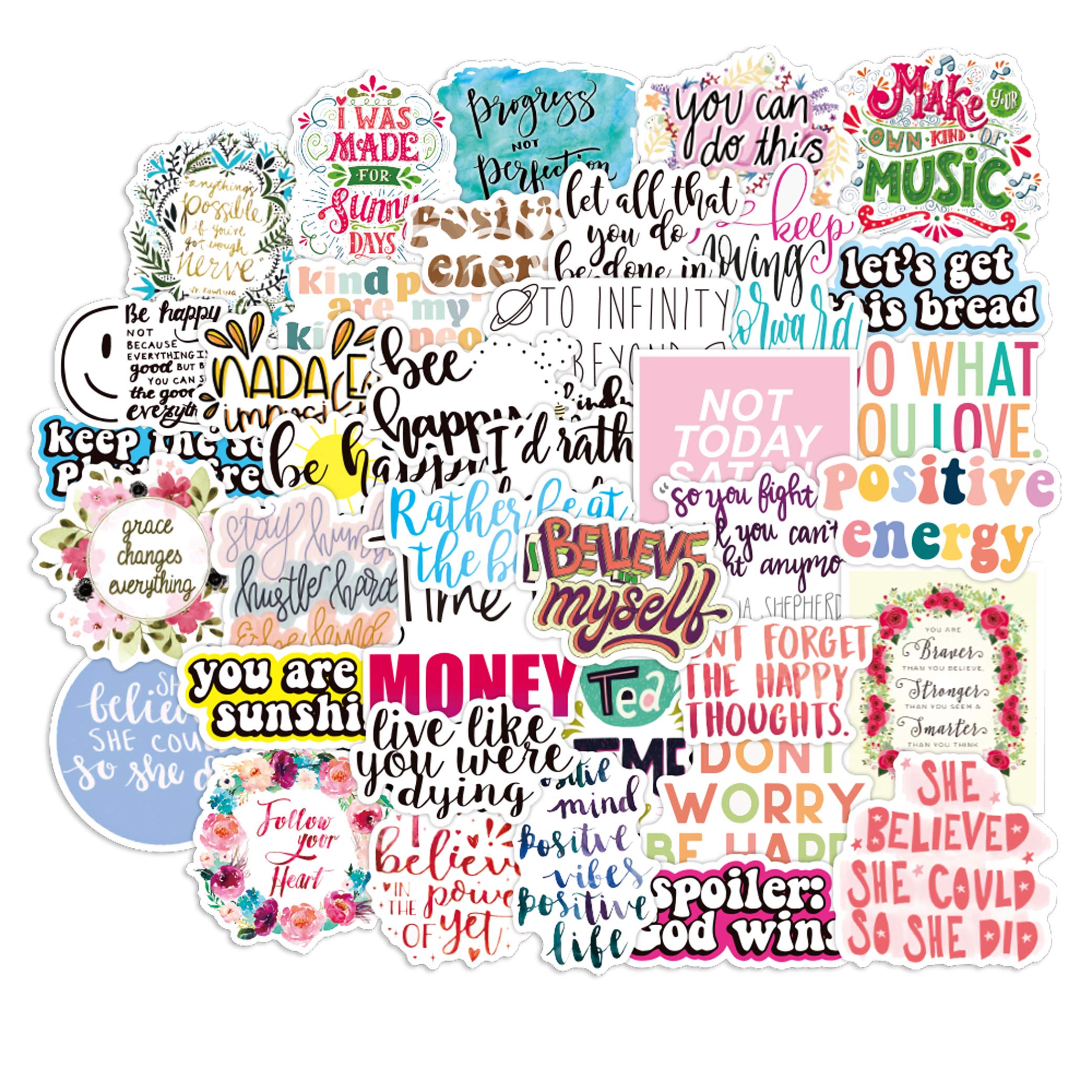 100pcs Motivational Stickers - Waterproof Vinyl Decals for Water Bottles & Laptops - Students & Teachers