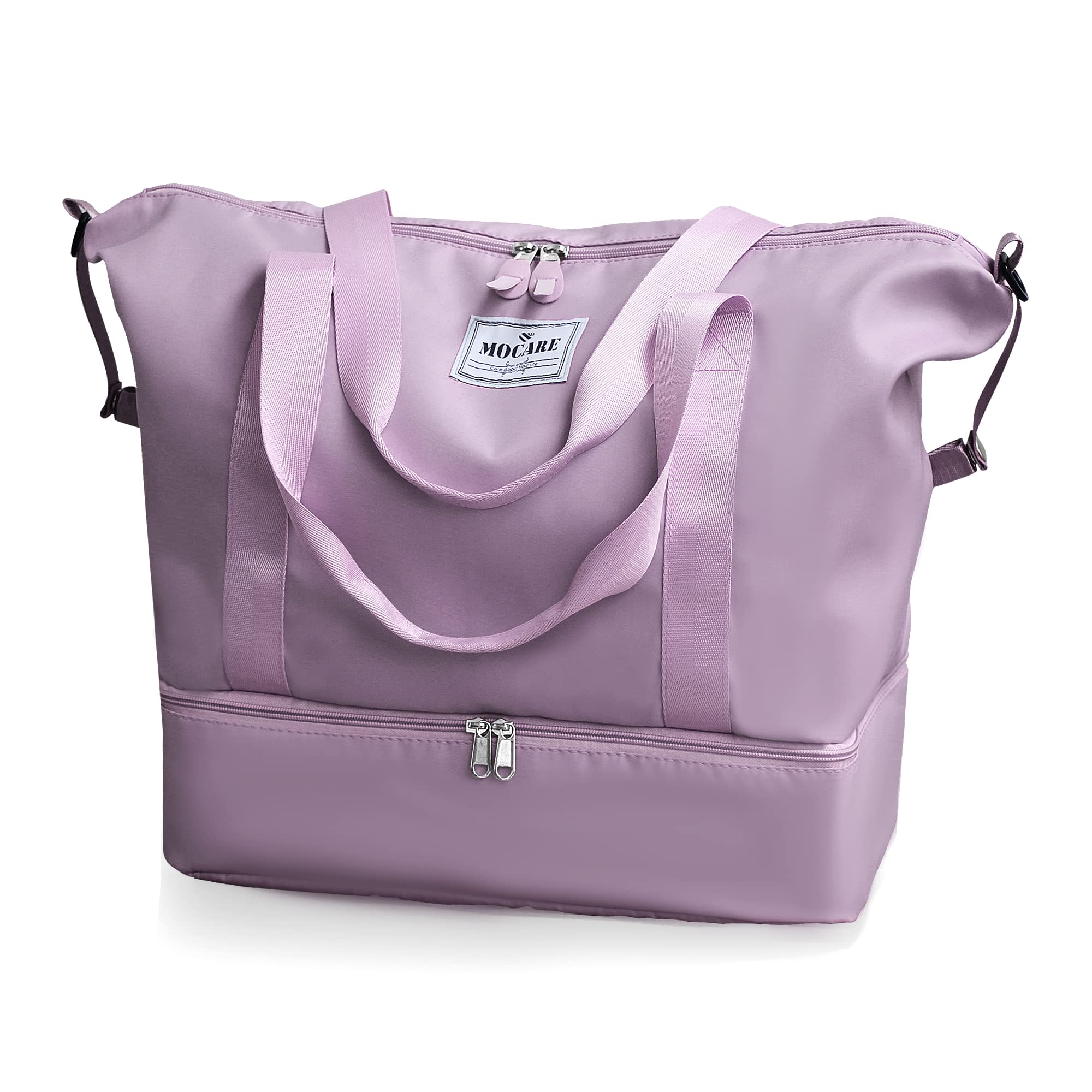 MOCARE Foldable Lightweight Travel Duffel Bag for Women - Gym Tote, Carry On, Overnight Weekender, Shopping & Hospital Handbag with Shoes Compartment (Purple) | Perfect for Sports, Travel, Work & Daily Use
