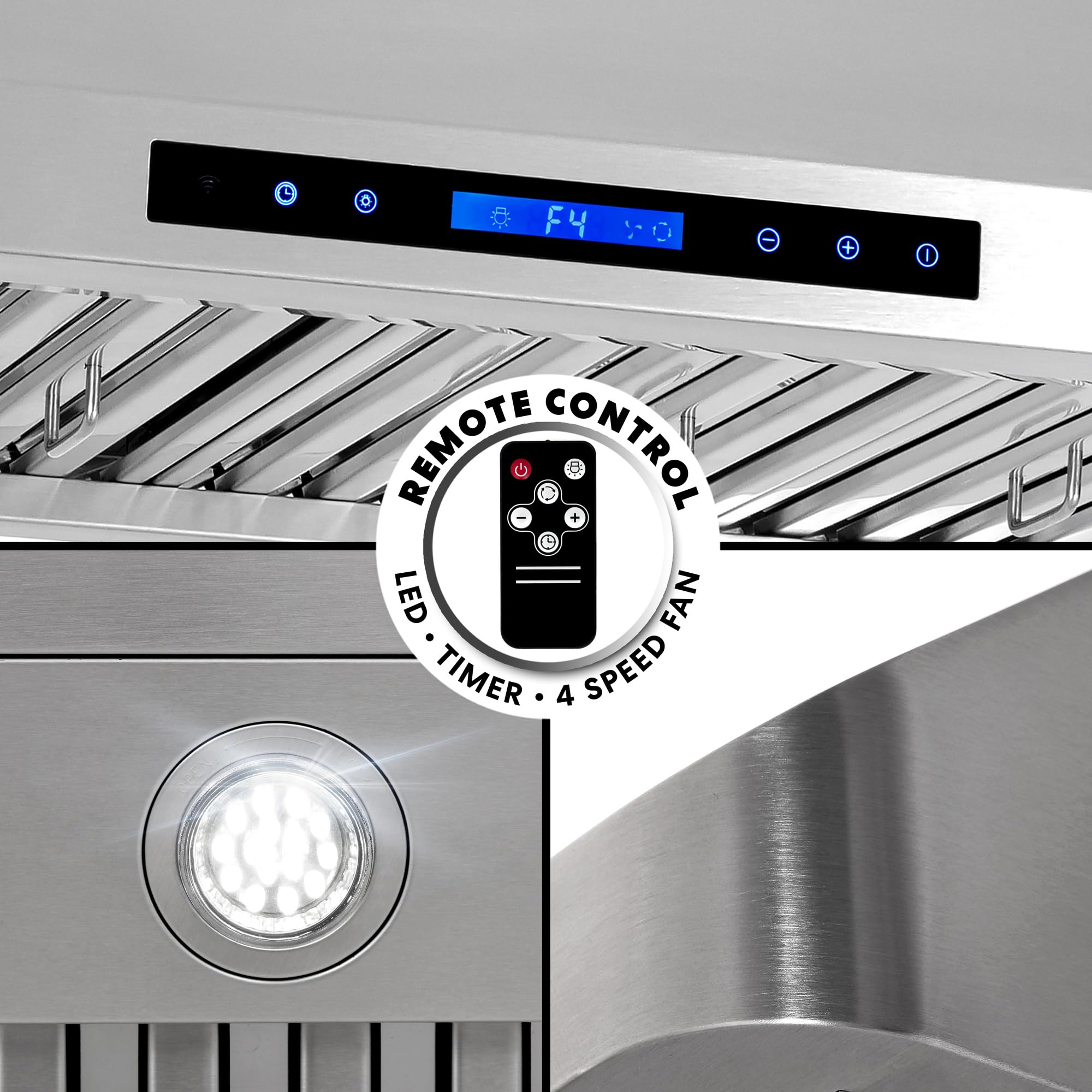 COSMO COS-QS90 36-Inch Stainless Steel Under Cabinet Range Hood - 500 CFM Ducted Kitchen Vent Hood with Touch Controls & LED Lights - Perfect for Modern Kitchens, Cooking, and Smoke Removal