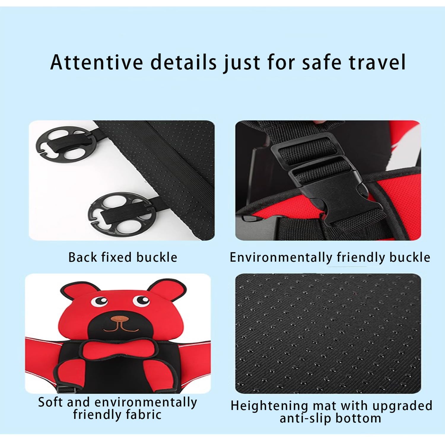 Portable Kids Travel Car Seat Cushion - Foldable Auto Seat Protector for 6-12 Years Old | Comfortable Support for Long Rides, Golf Cart & Road Trips