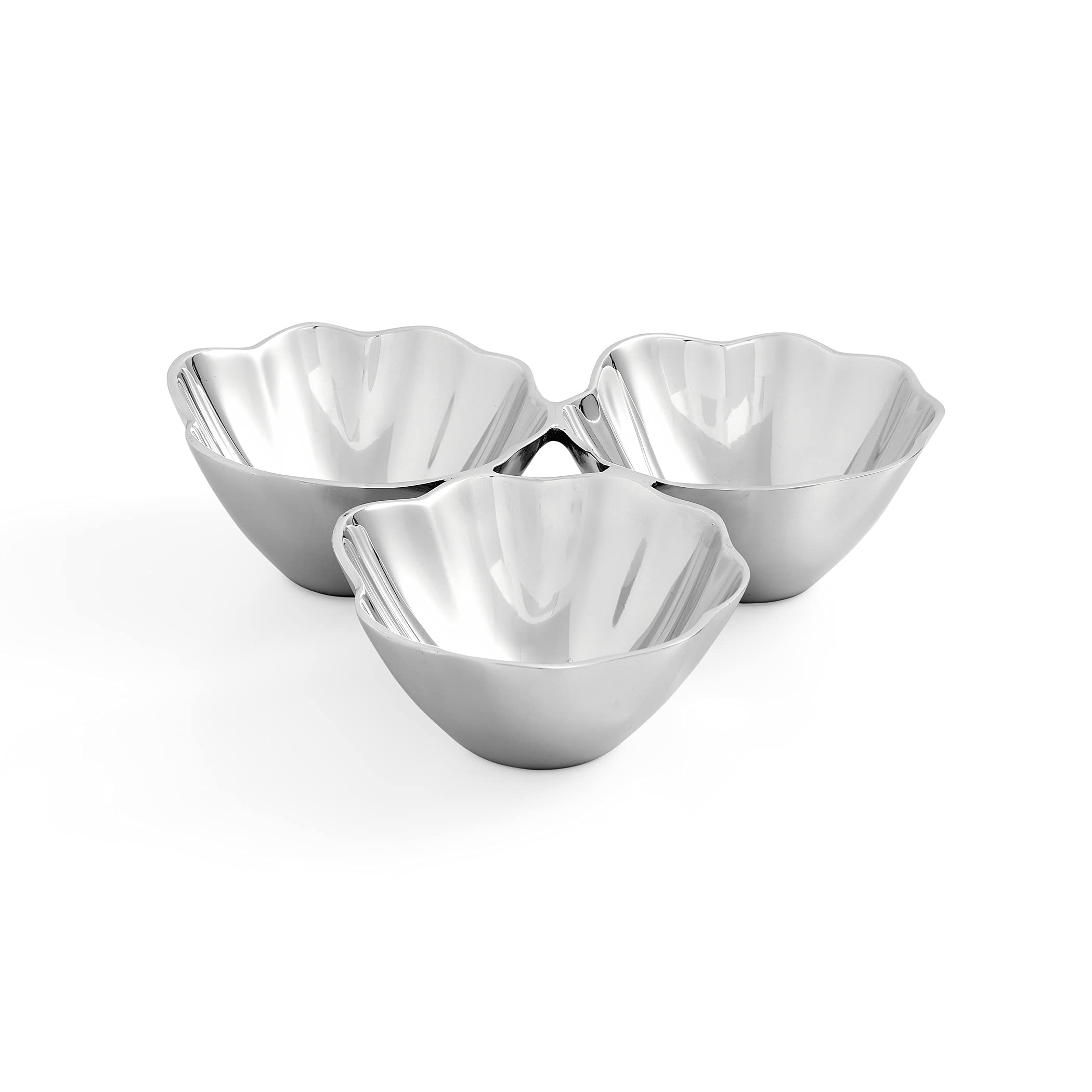 Portmeirion Sophie Conran Floret Triple Condiment Server - 3-Part Divided Serving Tray for Condiments, Dips, Appetizers & Snacks | Durable Metal Alloy | Perfect for Dinner Parties, BBQs & Entertaining Guests