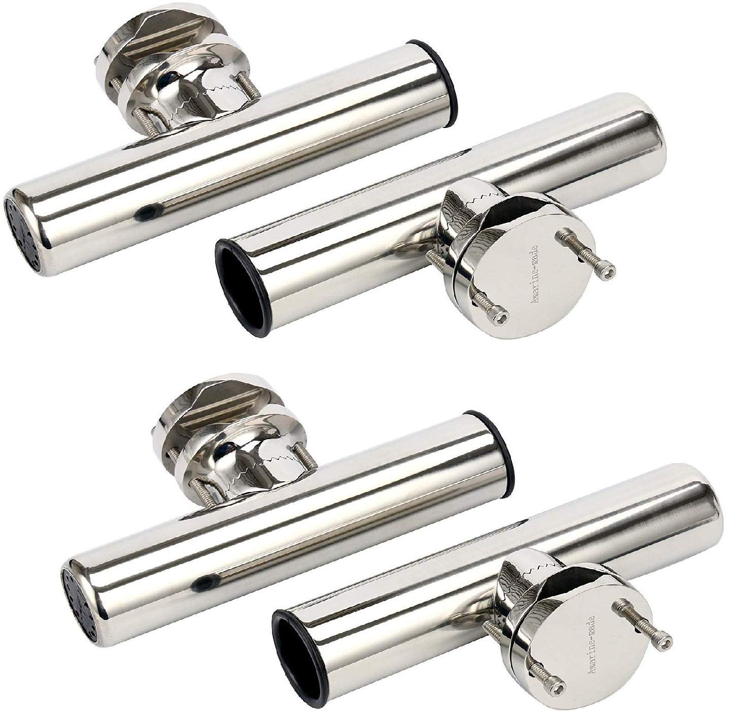 4Pcs Stainless Steel Adjustable Boat Rod Holder - Rail Mount Clamp for 1-1/4