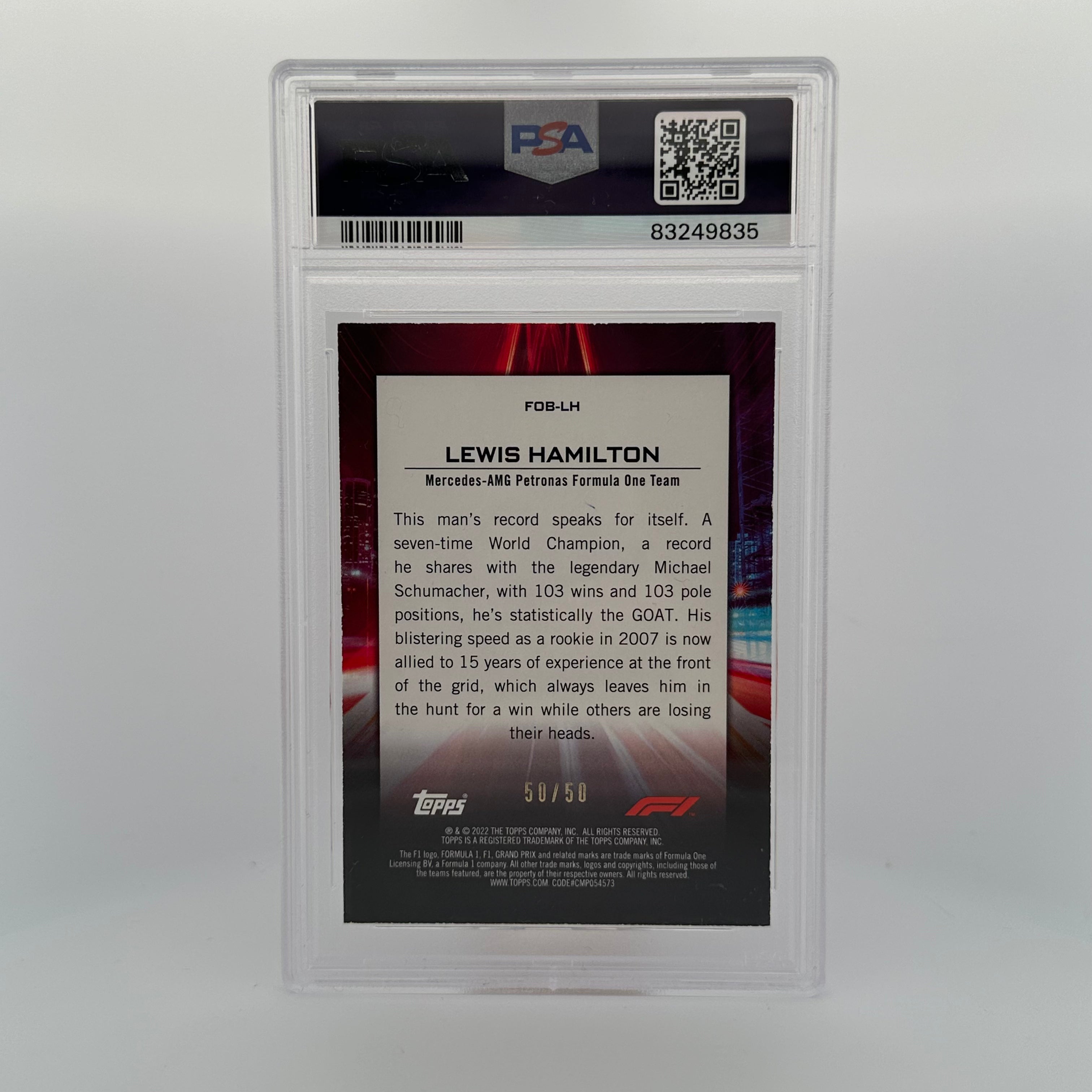PSA 7 Graded 50/50 Lewis Hamilton #FOBLH Flash Of Brilliance Gold Trading Card - Perfect for Collectors, Sports Memorabilia Displays & F1 Racing Fans