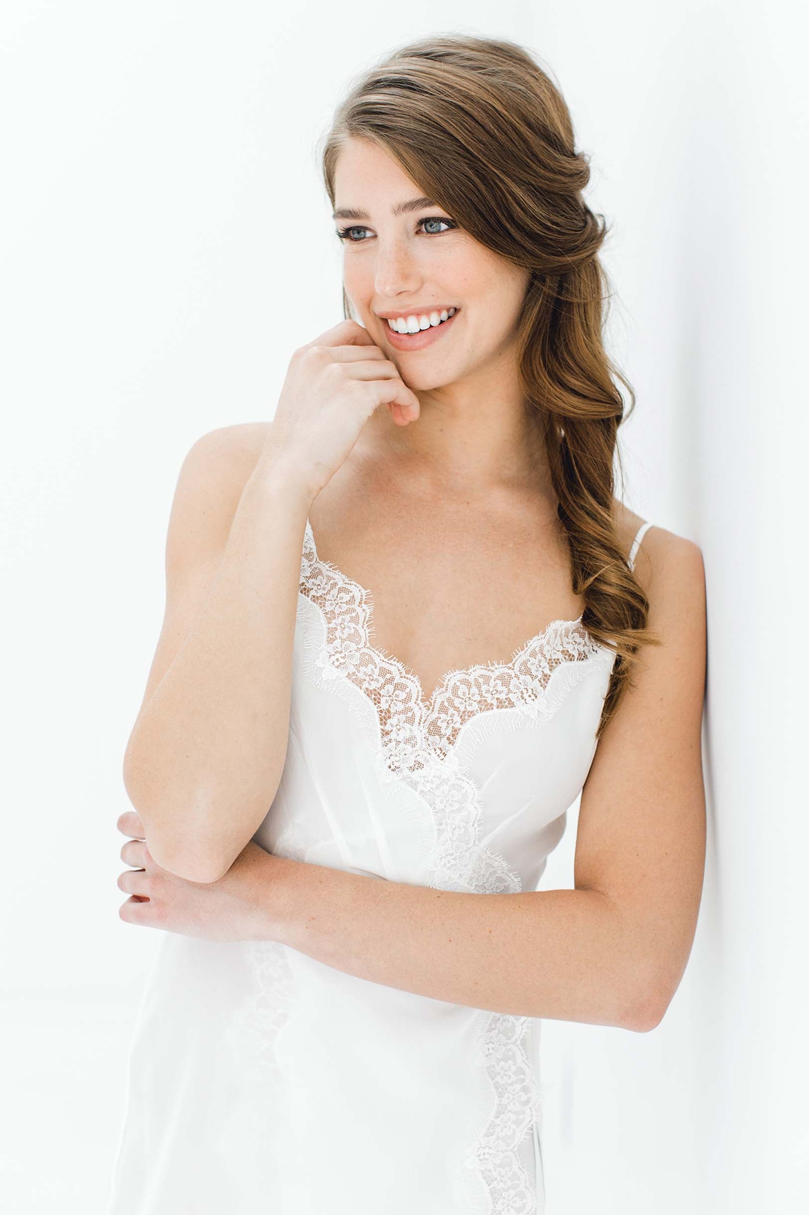 Ivory Silk & Lace Wrap Slip - Elegant Women's Nightwear for Bridal, Boudoir & Special Occasions