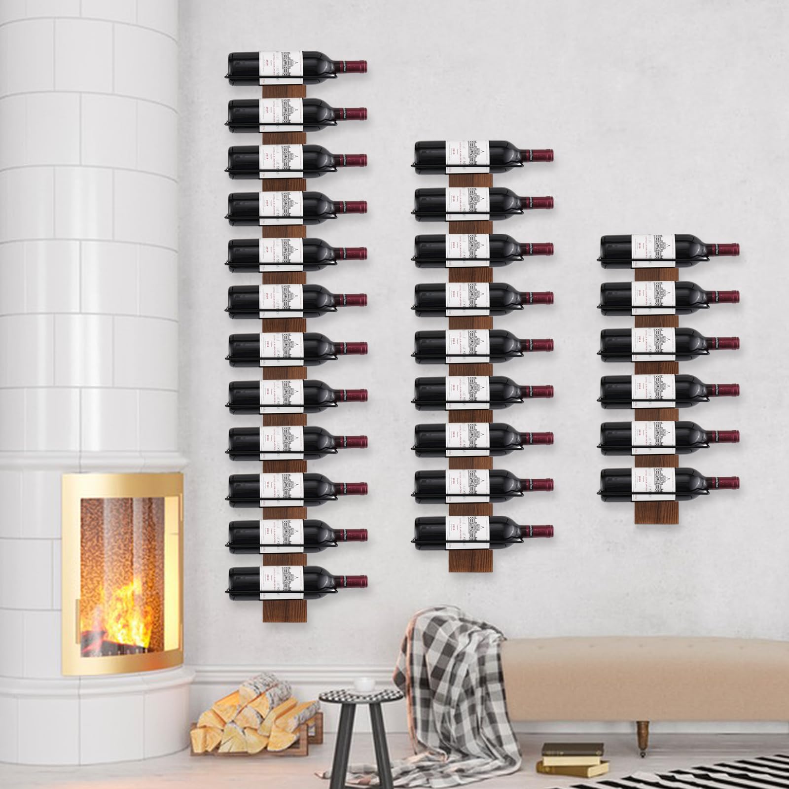 Wall Mounted Wine Rack for 9 Bottles - Bar, Kitchen & Dining Decor