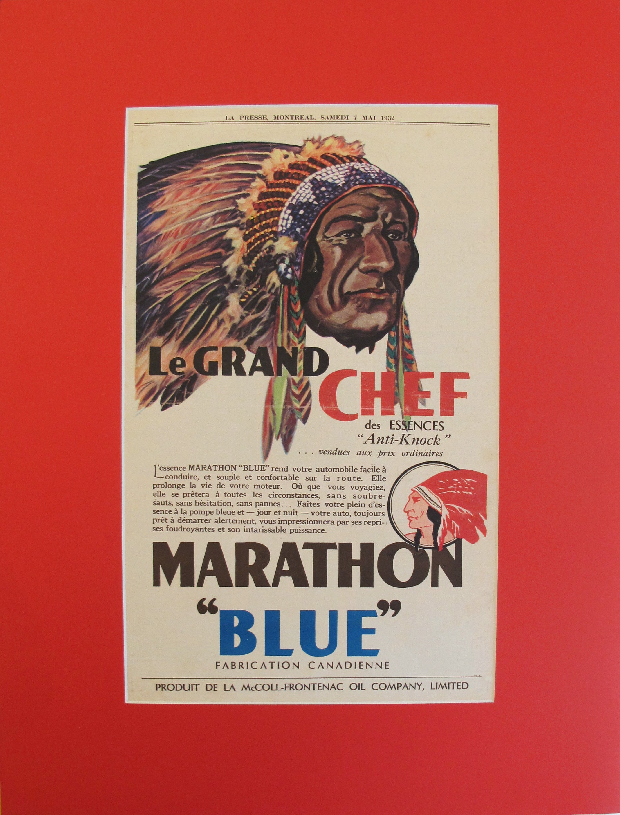 1932 Montreal Canadian Newspaper Advertisement - Vintage Le Grand Chef Ad for Collectors & History Enthusiasts | Perfect for Framing, Home Decor & Historical Displays