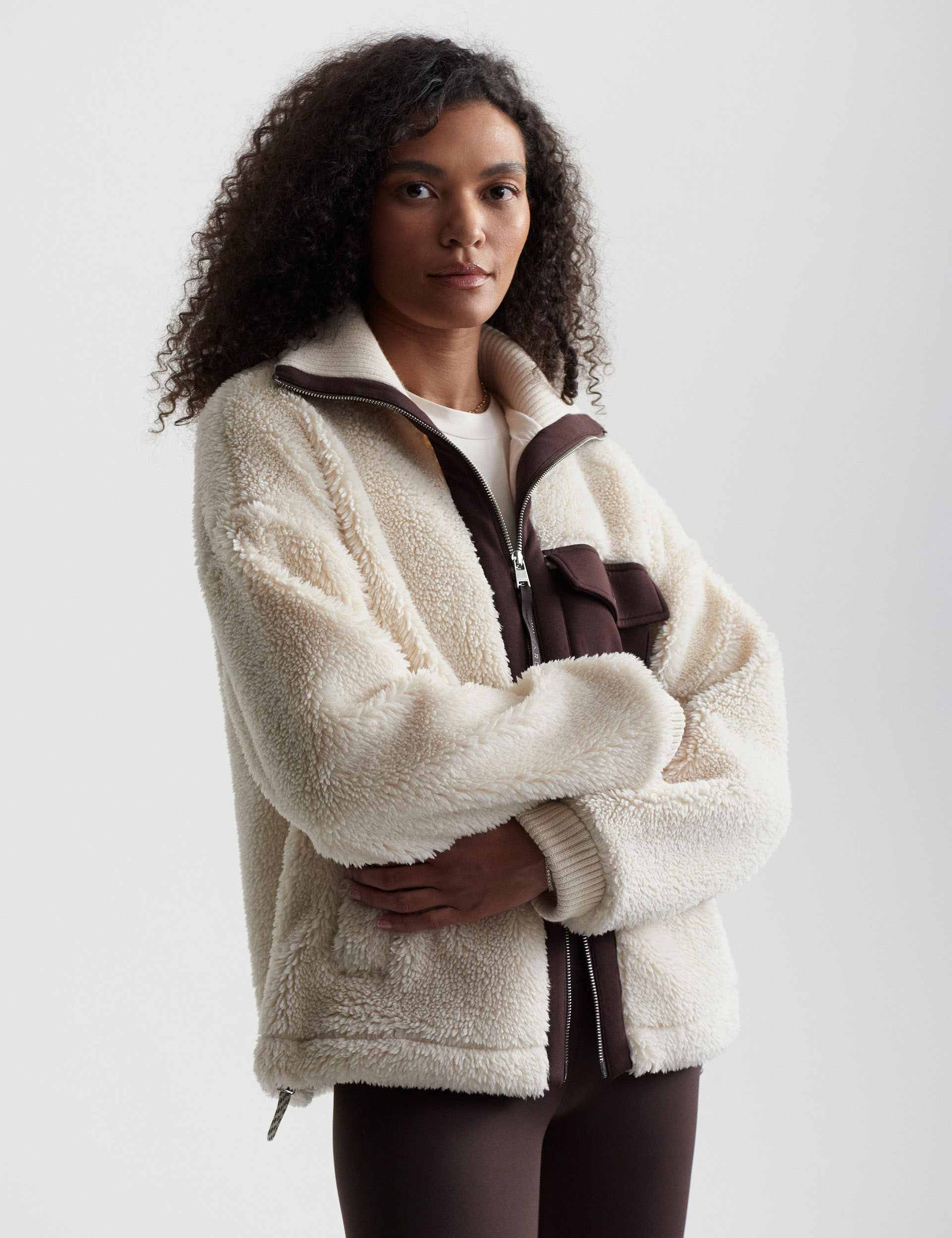 Lowell Sherpa Jacket for Men & Women - Cozy Fleece Lined Winter Coat in Sandshell/Coffee Bean - Perfect for Outdoor Adventures & Casual Wear