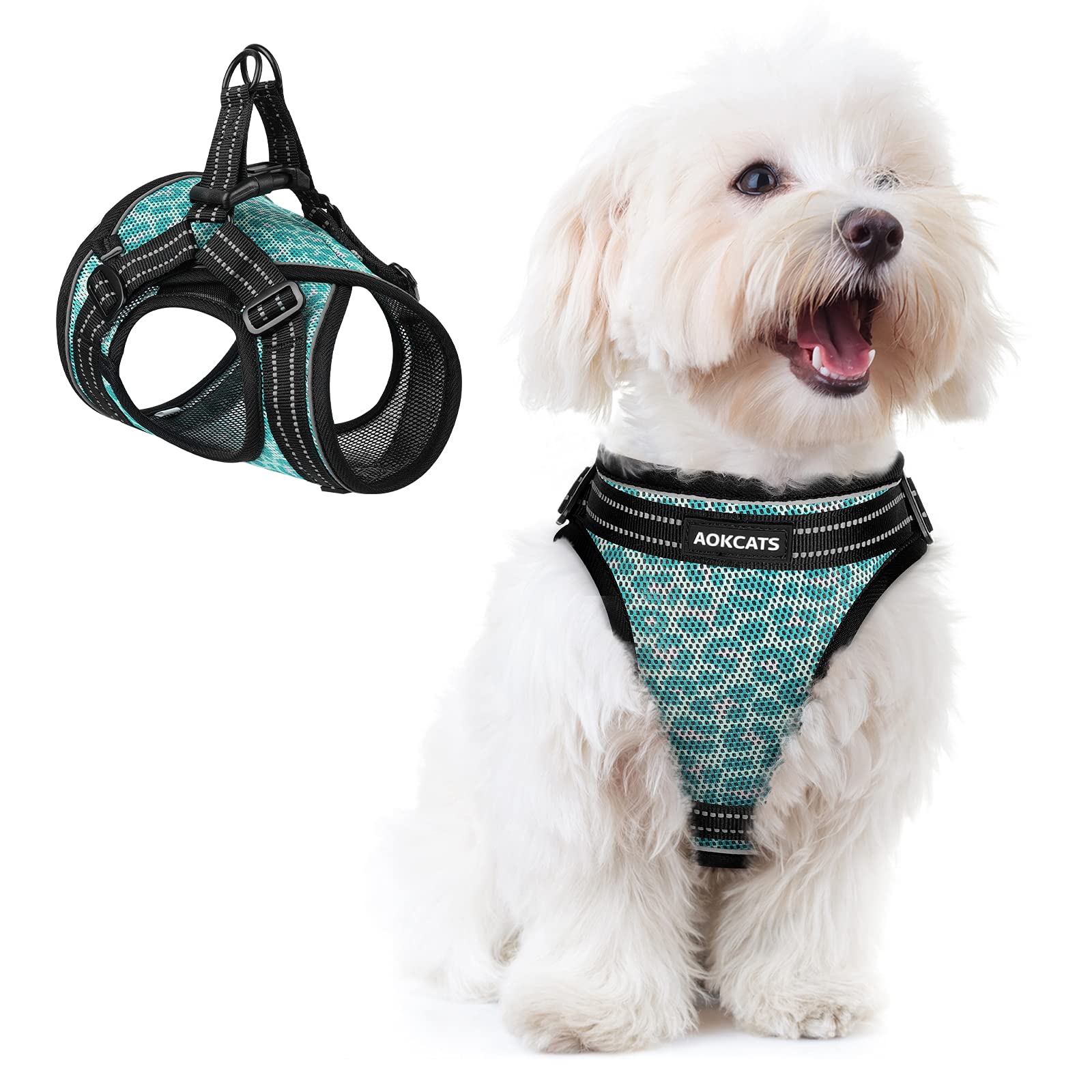 AOKCATS Small Dog Harness - Soft Adjustable No Pull No Choke Puppy Vest with Reflective Padding for Small & Medium Dogs | Perfect for Walking, Hiking & Outdoor Adventures