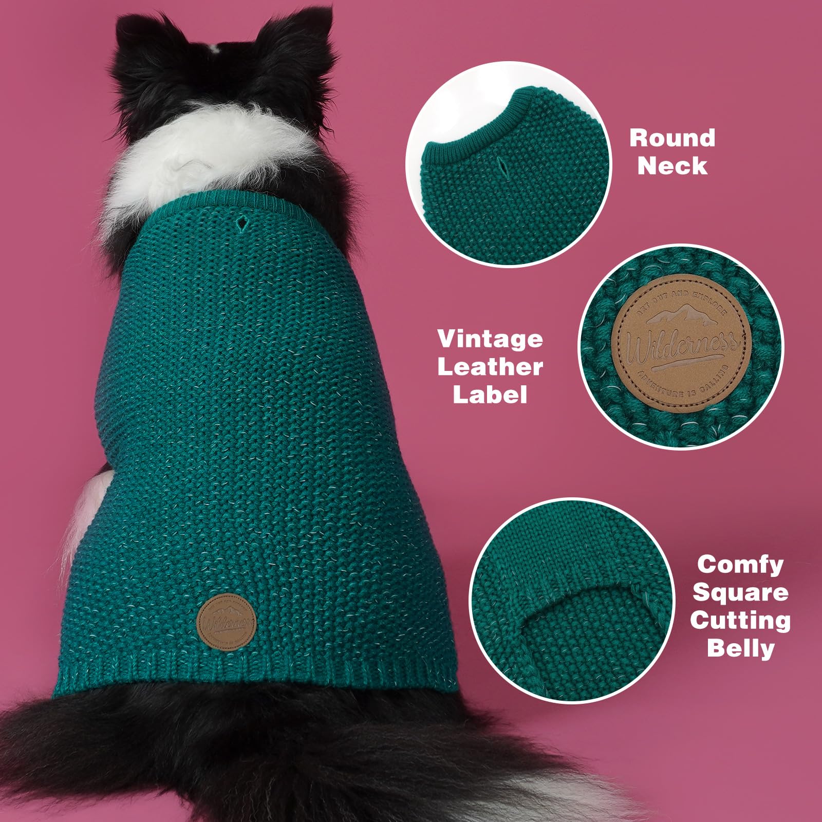 KYEESE Christmas Dog Sweater for Medium Dogs - Reflective Yarn, Warm & Stretchy Pullover - Green XL | Perfect for Holiday Outings & Winter Walks