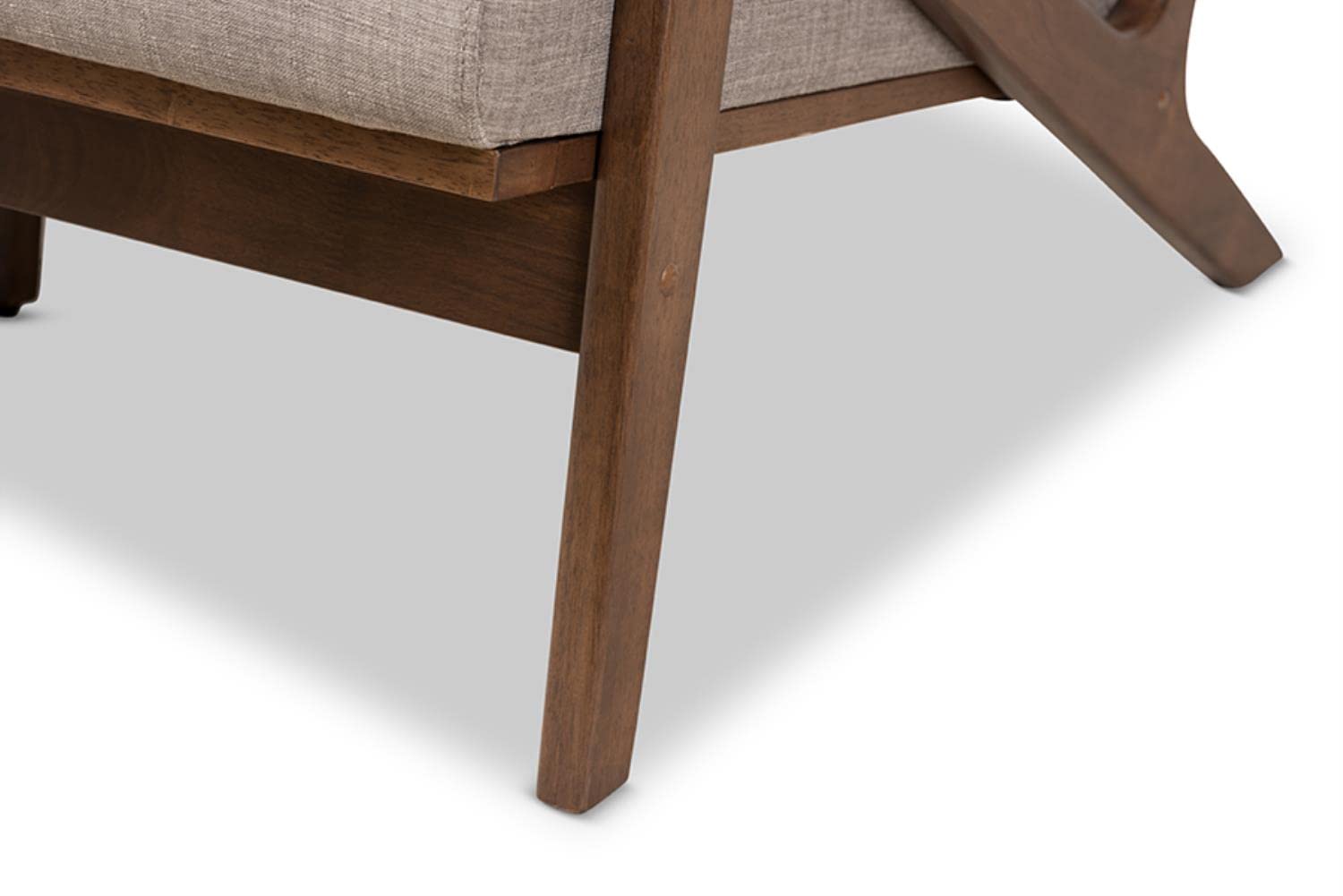 Baxton Studio Bianca Mid-Century Modern Walnut Wood Light Grey Fabric Tufted Lounge Chair - Stylish Accent Chair for Living Room, Office & Reading Nook - Comfortable Upholstered Armchair with Wooden Legs