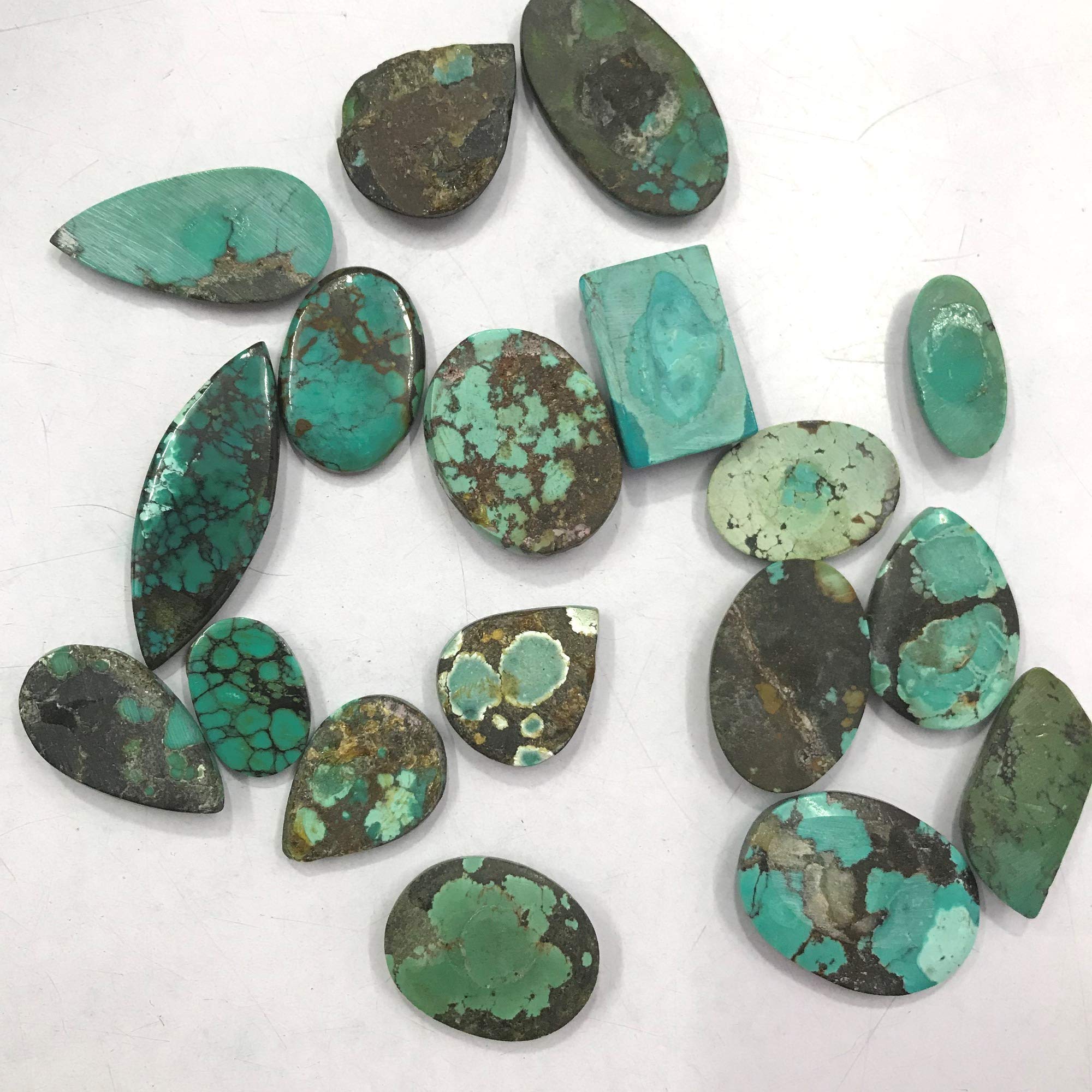 Genuine Tibetan Turquoise Gemstones - 100 Carats Bulk Cabochons for Jewelry Making & Healing Crystals