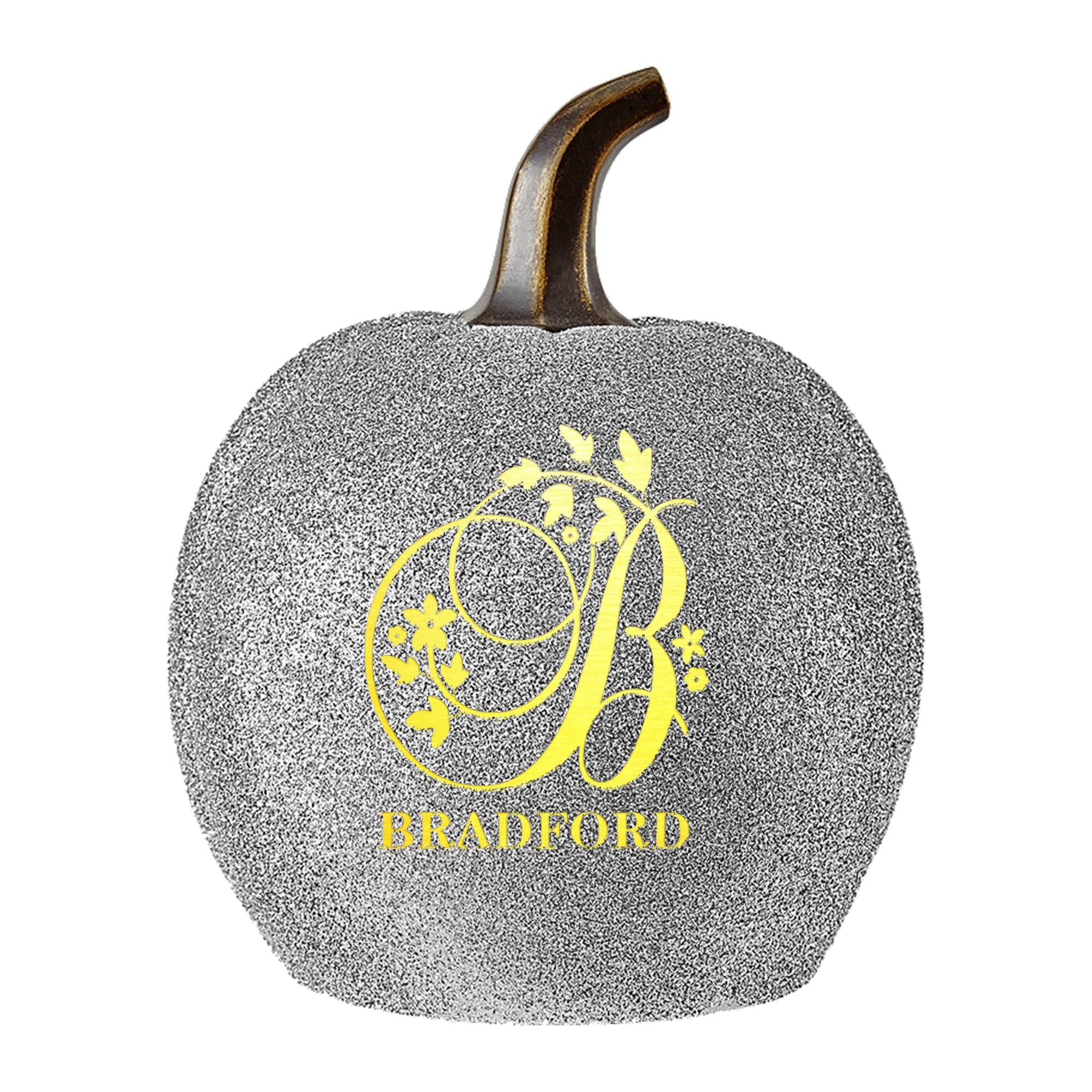 Personalized Halloween Pumpkin Decor - Custom Jack-o-Lantern with Name & Monogram - Silver Glitter Light-Up Pumpkin for Indoor/Outdoor Fall Decorations - Perfect for Porch, Yard, or Party Centerpiece