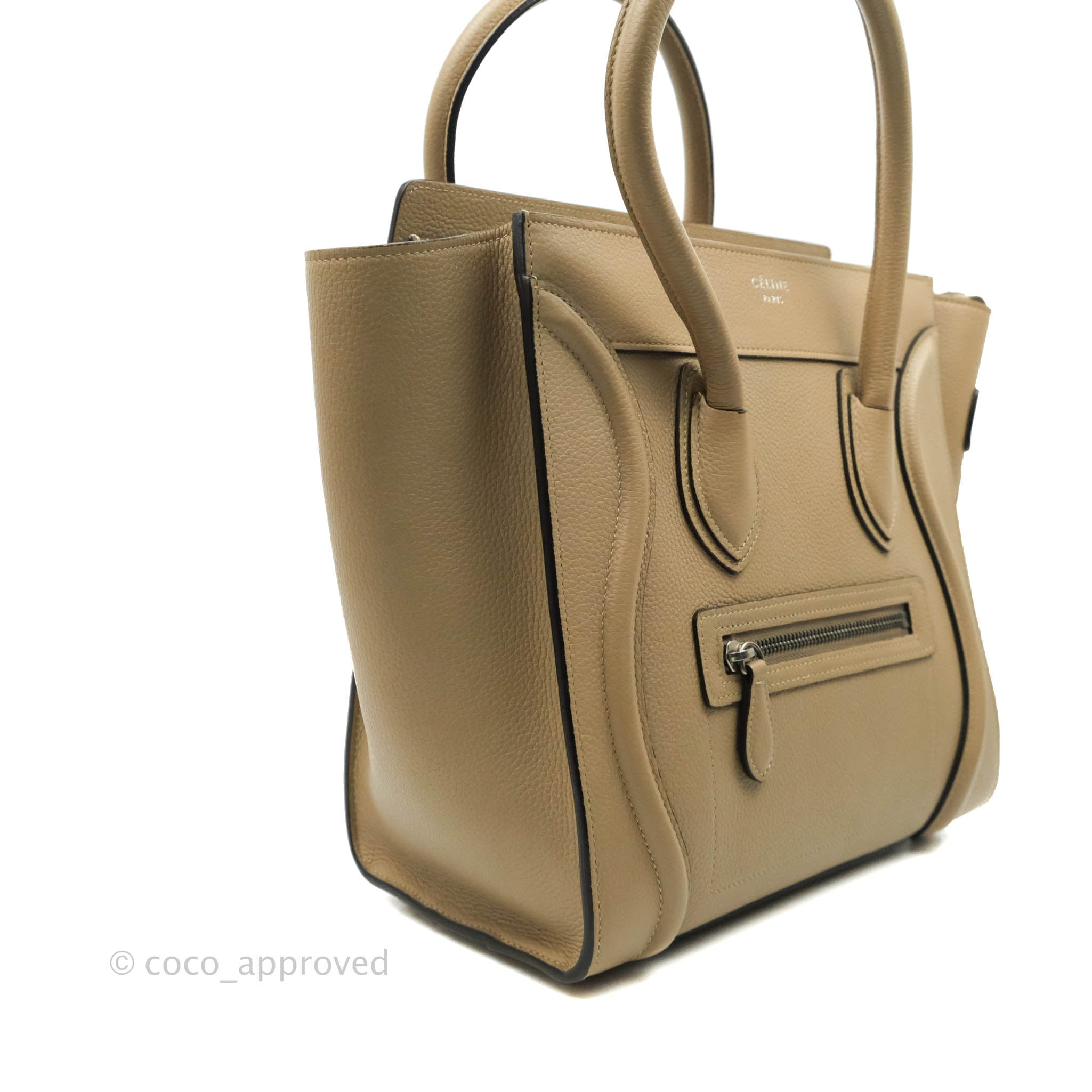 Celine Micro Luggage Handbag in Dune Grained Calfskin Leather - Luxury Crossbody Bag for Women, Perfect for Work, Travel & Everyday Use