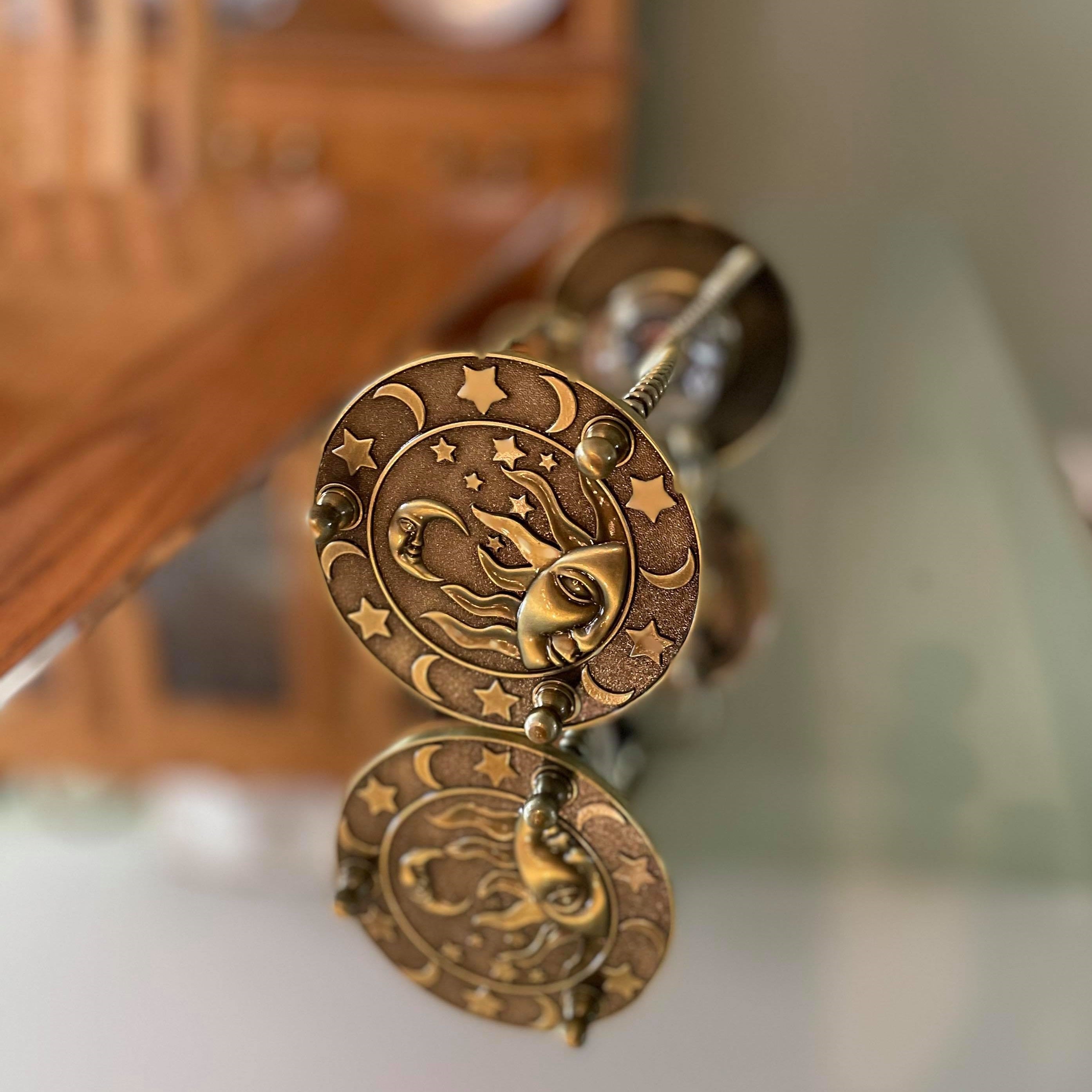 Sun and Moon Brass Three Tier Kit - Elegant Decorative Shelf for Home & Office - Perfect for Displaying Plants, Books, and Decor