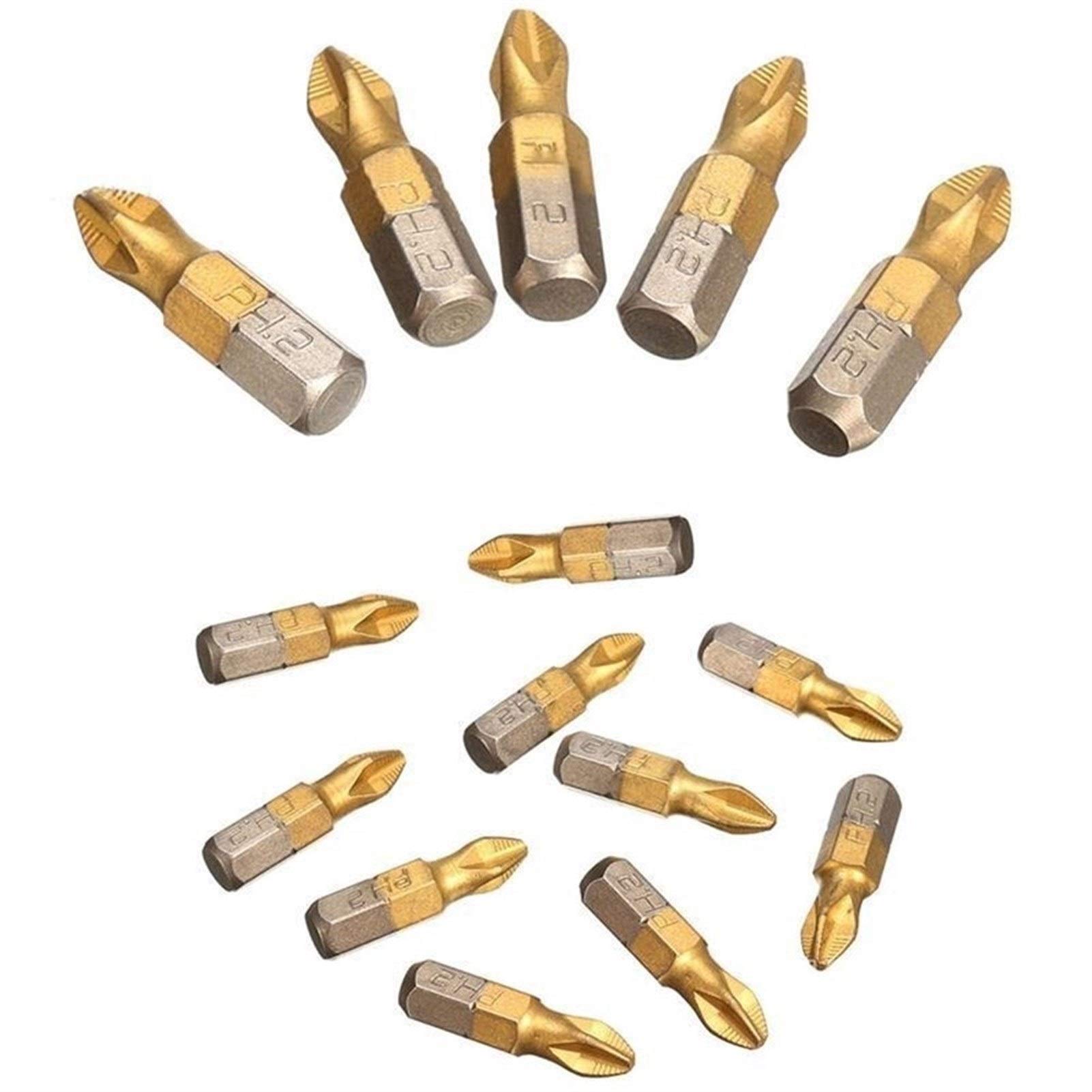 10-Piece Titanium Coated Electric Screwdriver Bit Set - PH2 25mm Shank for Power Tools - Perfect for DIY Projects, Furniture Assembly & Home Repairs