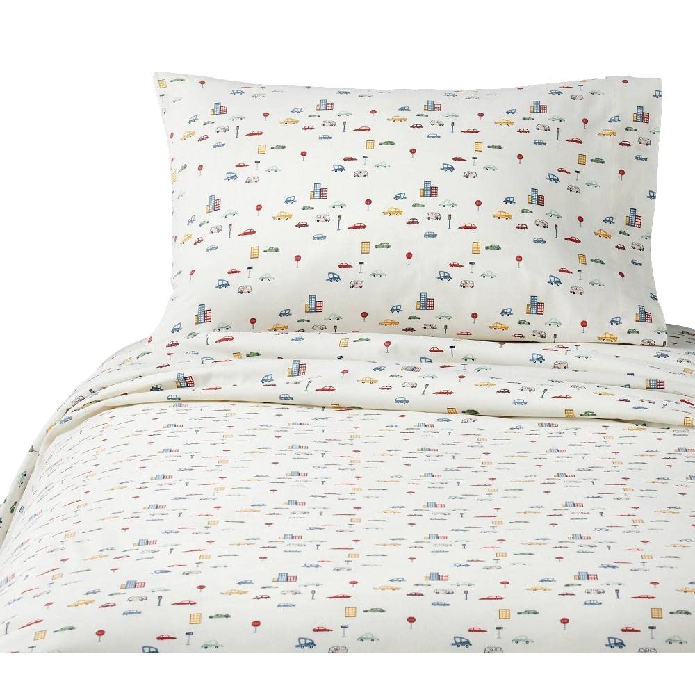 Premium Full City Cars Cotton Sheet Set - Soft & Breathable Bedding for Kids - Perfect for Boys' Rooms, Sleepovers & Cozy Nights