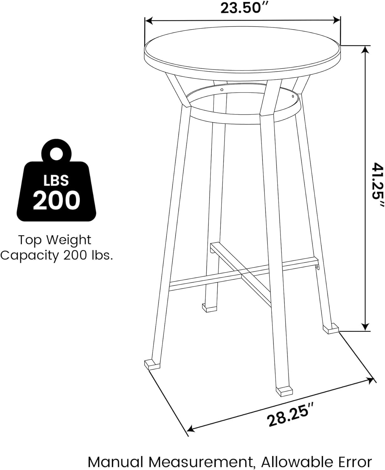 Glitzhome 3-Piece Pub Table and Chairs Set - Round Rustic Bar Height Table with Adjustable Swivel Bar Stools for Kitchen, Bistro, Dining Room & Breakfast Nook - Perfect for Small Spaces, Entertaining & Casual Dining
