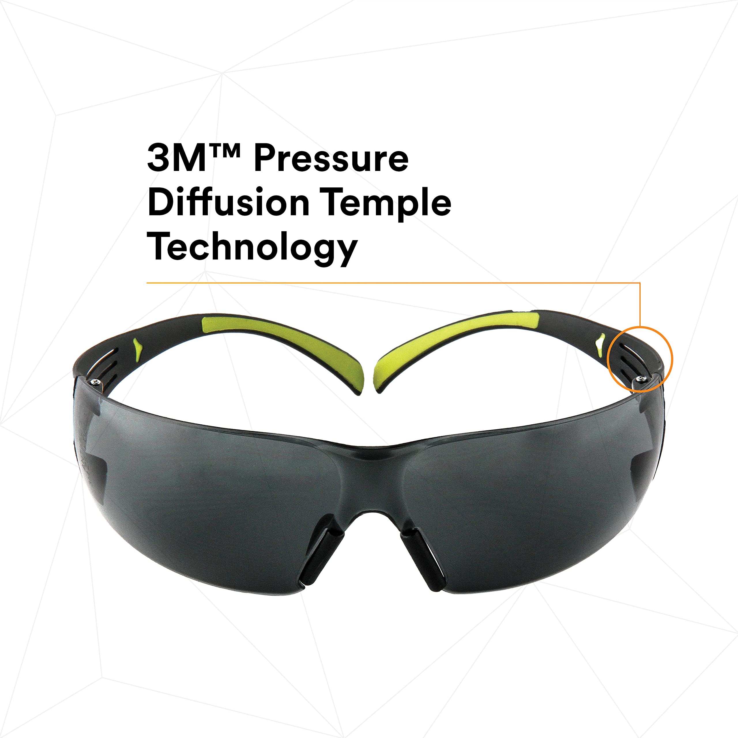 3M SecureFit 400 Series Safety Glasses - Anti-Fog & Anti-Scratch Lens, Dual-Injected Temples, Soft Nose Bridge - Pack of 20 (Gray Lens, Black/Green Frame) - Perfect for Construction, Woodworking, Lab Work & DIY Projects