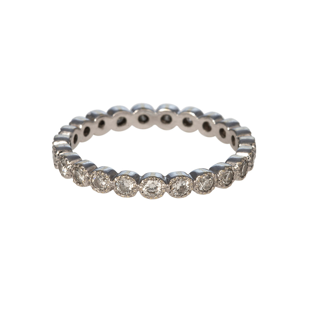 0.50 Carat Diamond Bezel Milgrain 14K White Gold Eternity Wedding Band - Perfect for Anniversaries, Engagements & Bridal Jewelry Gifts