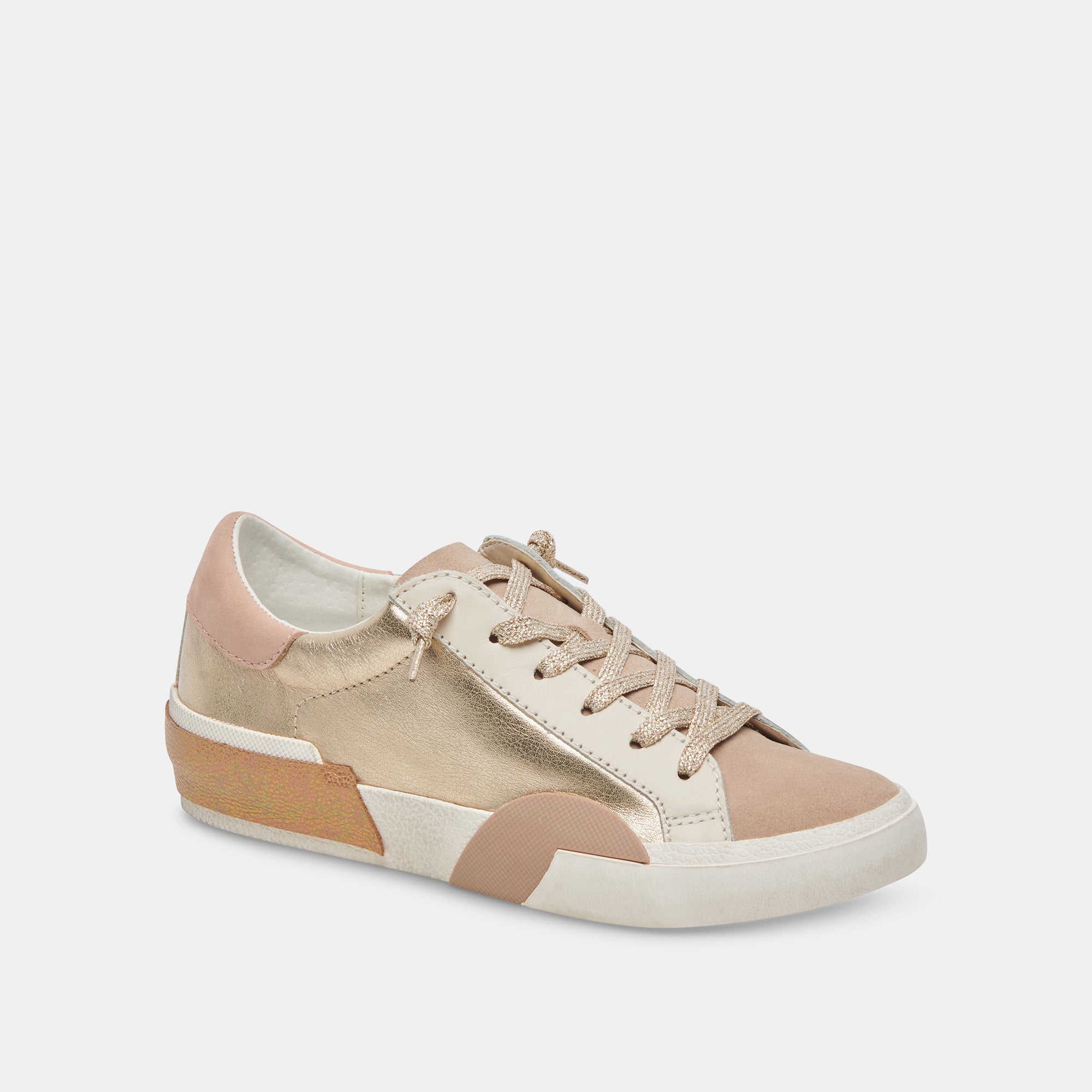 ZINA Women's Gold Leather Sneakers - Comfortable Casual Shoes for Walking, Running & Everyday Wear