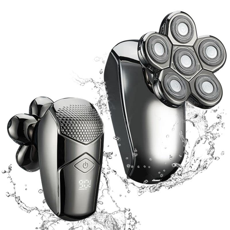 Waterproof 6-Blade Electric Head Shaver for Bald Men - Full Body & Facial Hair Trimmer - Rechargeable Bald Head Shaving Machine for Smooth Shave | Perfect for Travel, Gym & Daily Grooming