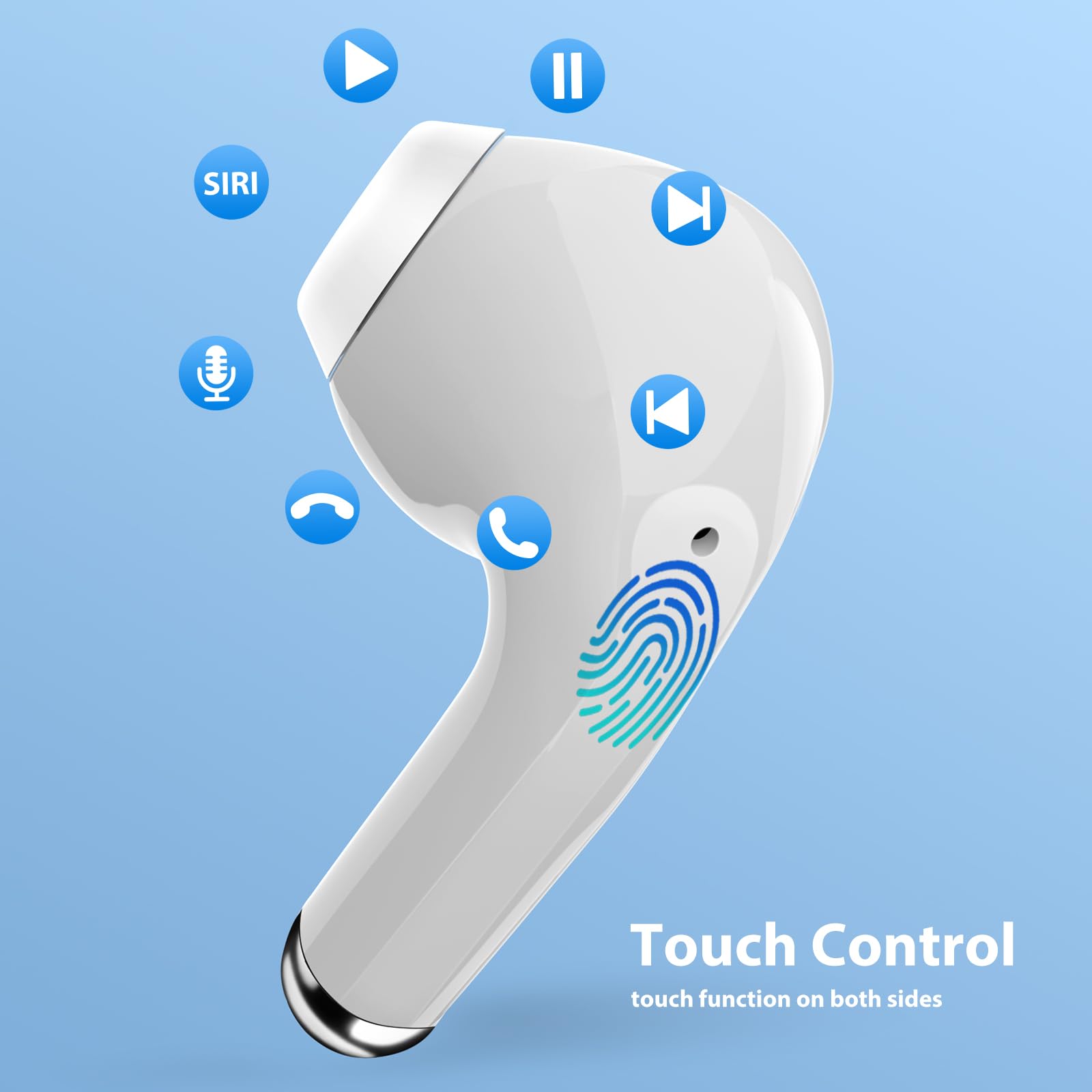 **Wireless Earbuds Bluetooth 5.3 with Noise Cancelling, HiFi Stereo & Mic - Compatible with Samsung S24 Ultra/S23/S22/S21, iPhone 16/15 Pro Max/14 Plus, Pixel 8/7/6 - Perfect for Workouts, Commuting & Travel**