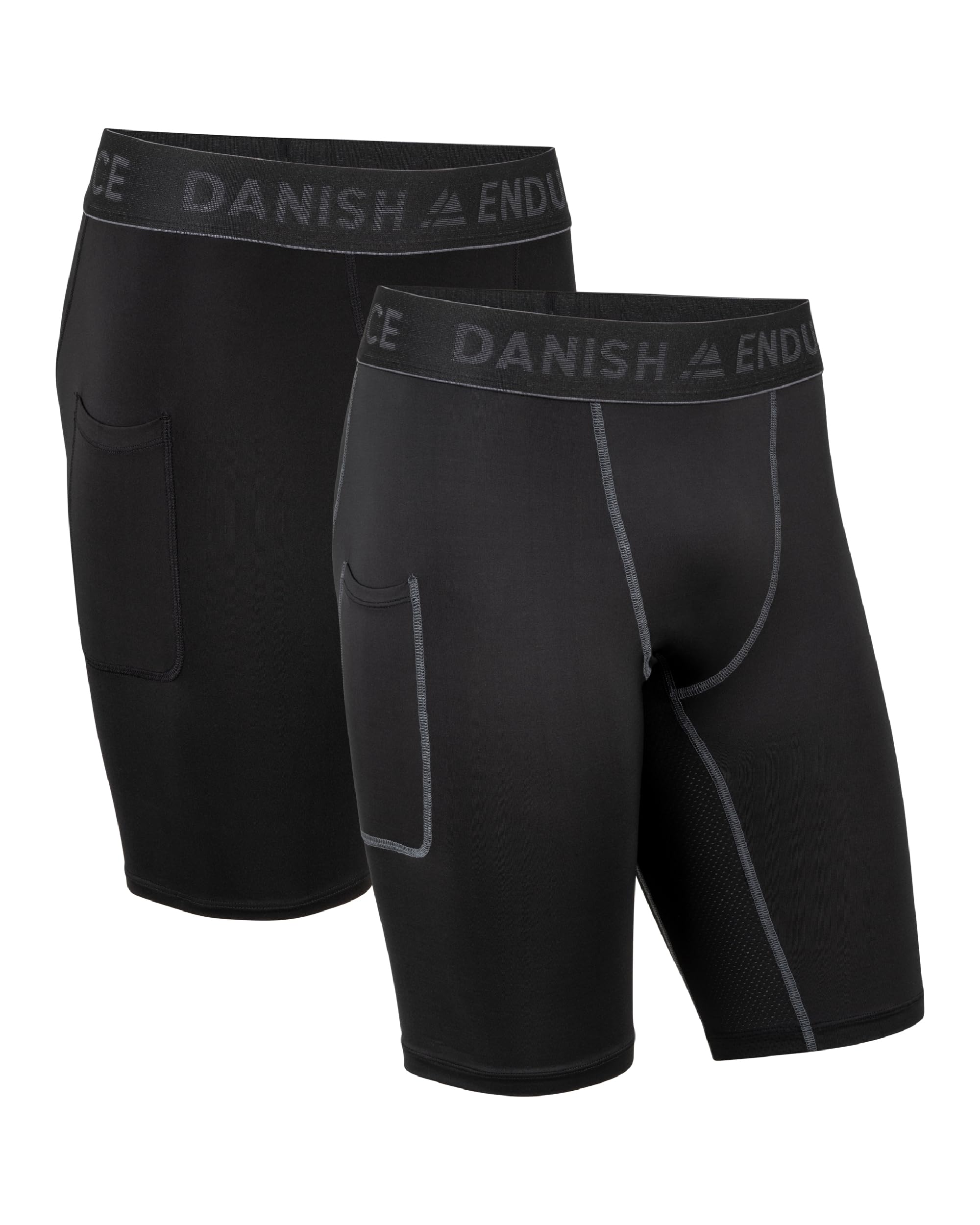 DANISH ENDURANCE Men's Compression Shorts 2-Pack - Quick Dry Running Leggings for Gym, Sports & Workout - Anti-Chafing Performance Shorts for Marathon, Cycling & Cross Training