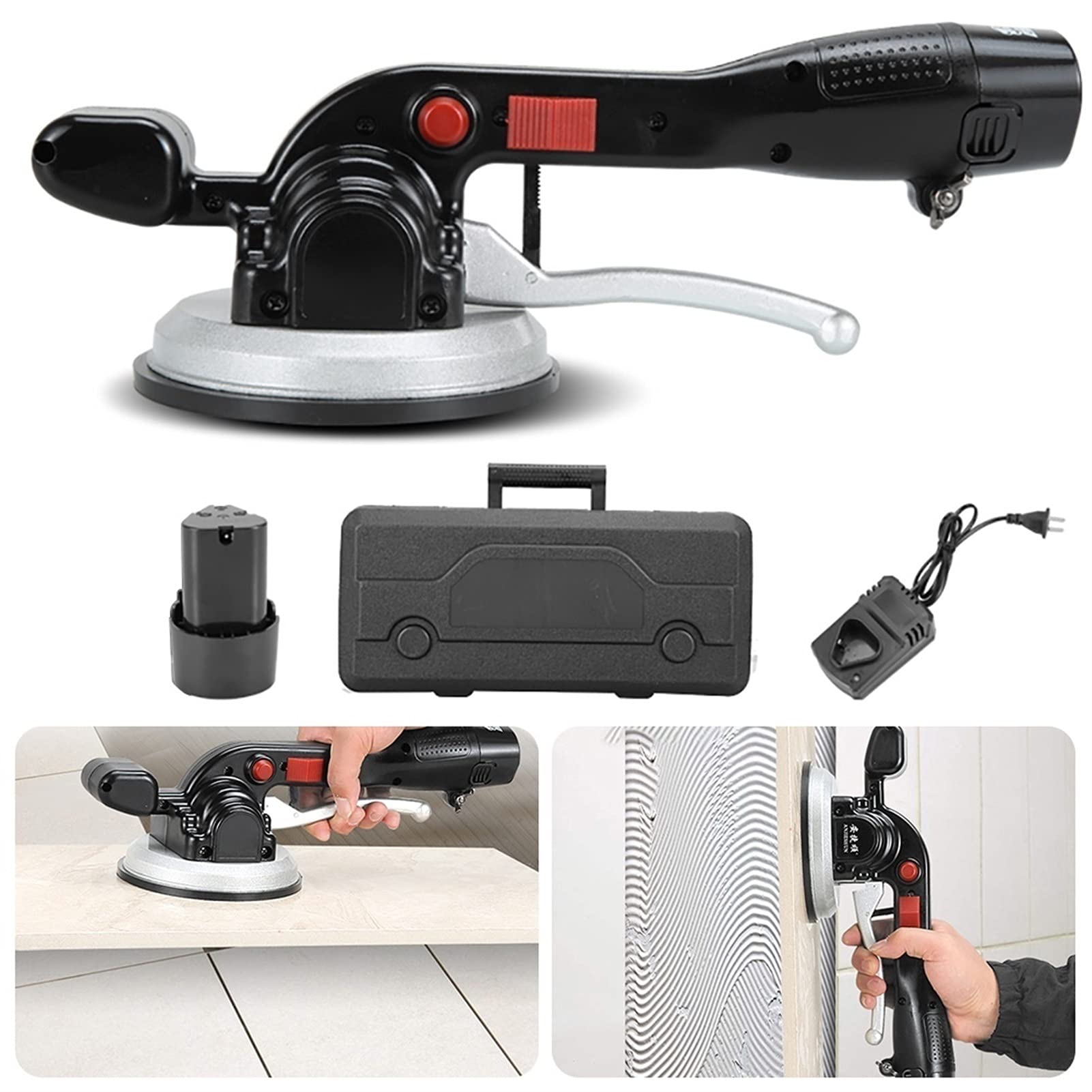 12V Self-Leveling Tile Vibrating Tool with 100KG Suction Cup - Professional Floor Tiler Machine for Perfect Tile Installation - Ideal for Bathroom, Kitchen & Outdoor Flooring Projects