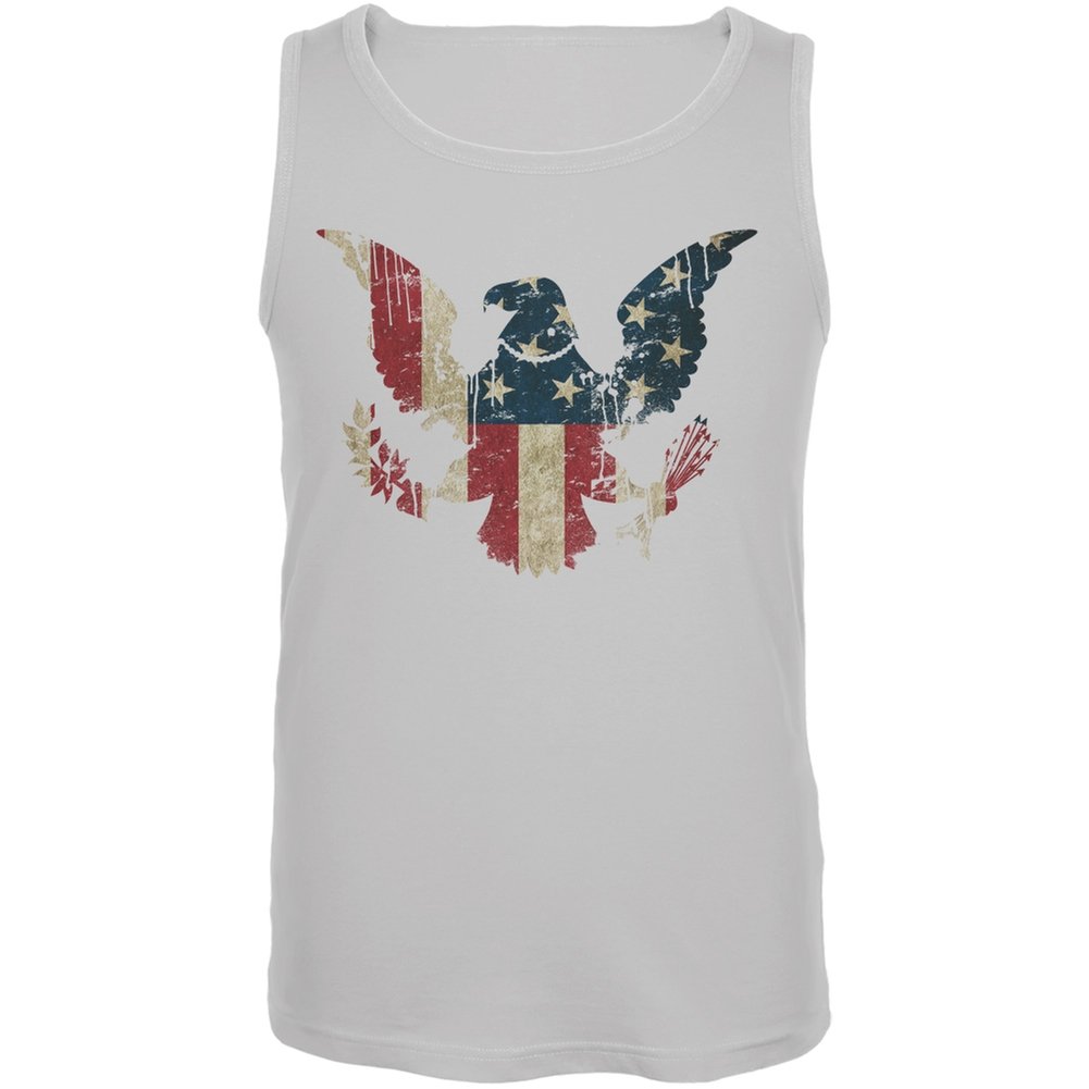 Eagle Distressed American Flag White Tank Top for Men - X-Large - Patriotic Graphic Tee for Casual Wear, 4th of July & Summer Outfits