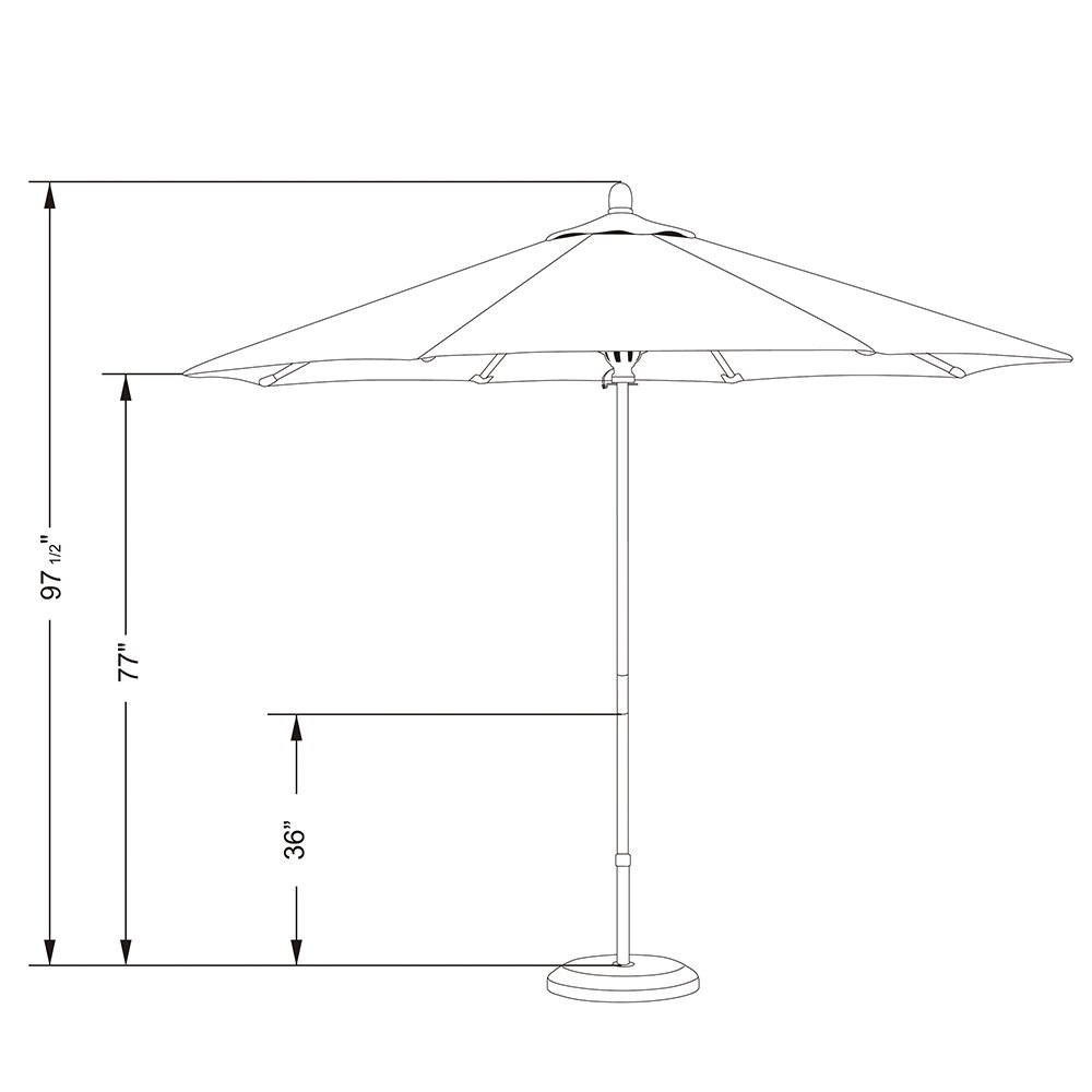 9' Round Hardwood Market Umbrella - Stainless Steel Push Open for Patio & Garden