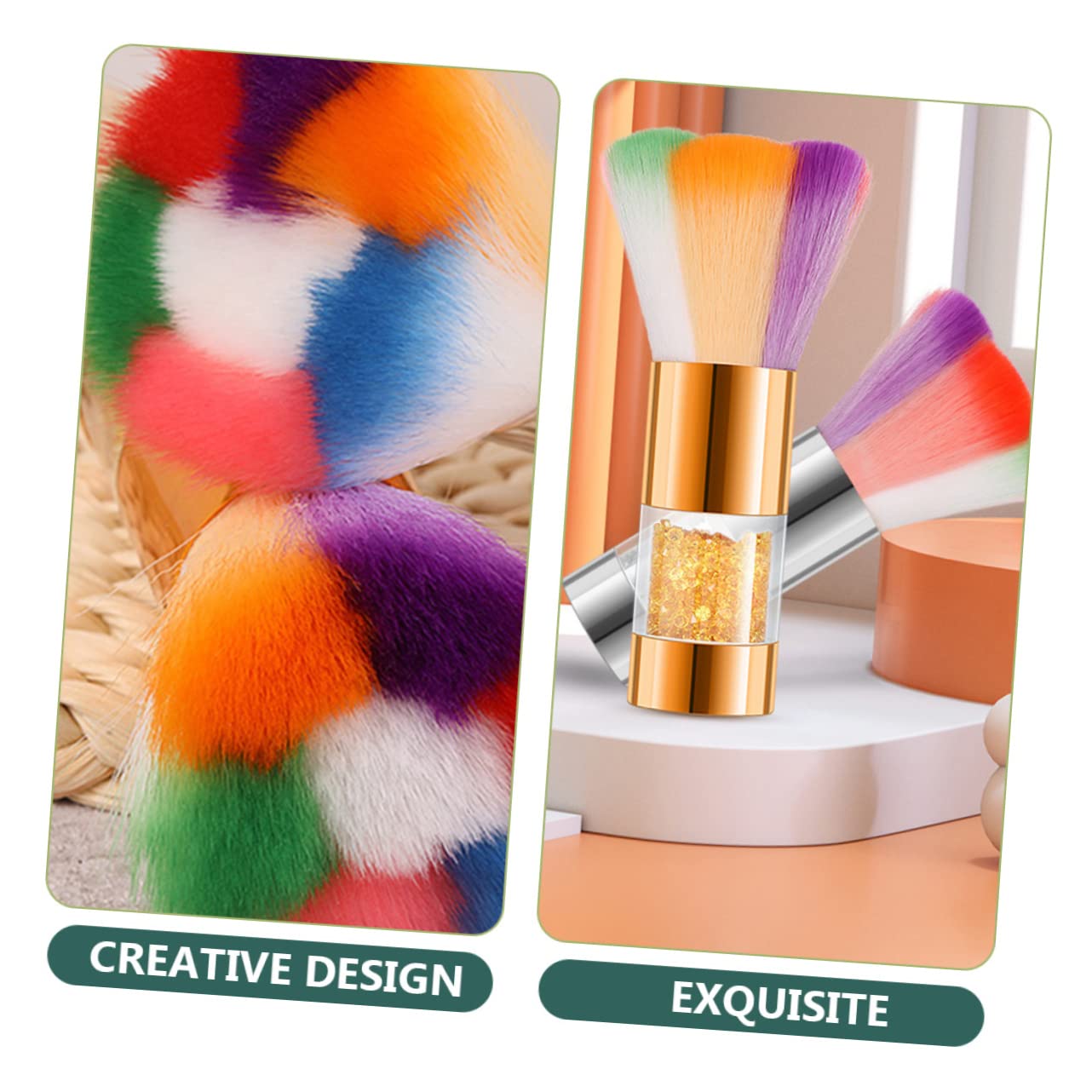 FOMIYES 2-Piece Cosmetic Brush Set - Soft Bristle Nail Dust Brush & Blusher Brush for Professional Makeup & Nail Art Cleaning | Perfect for Salon, Home Beauty & Travel Makeup Kit