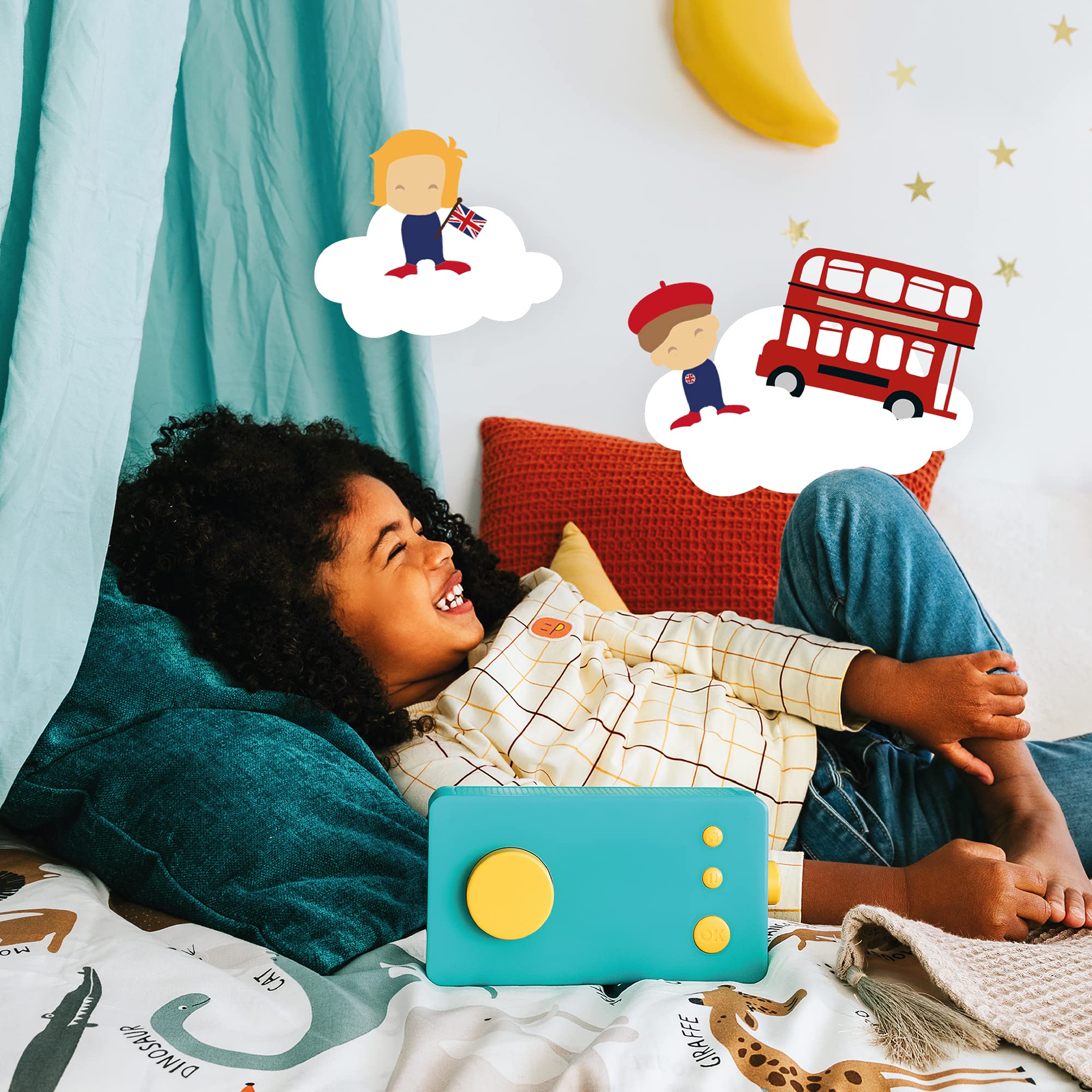 Lunii Storyteller - Interactive Audiobook Player for Kids Ages 3-8 with 40 Suzanne & Gaston Stories (5+ Hours) - Educational Toy for Bedtime, Travel & Learning | Ma Fabrique à Histoires Discovery Pack