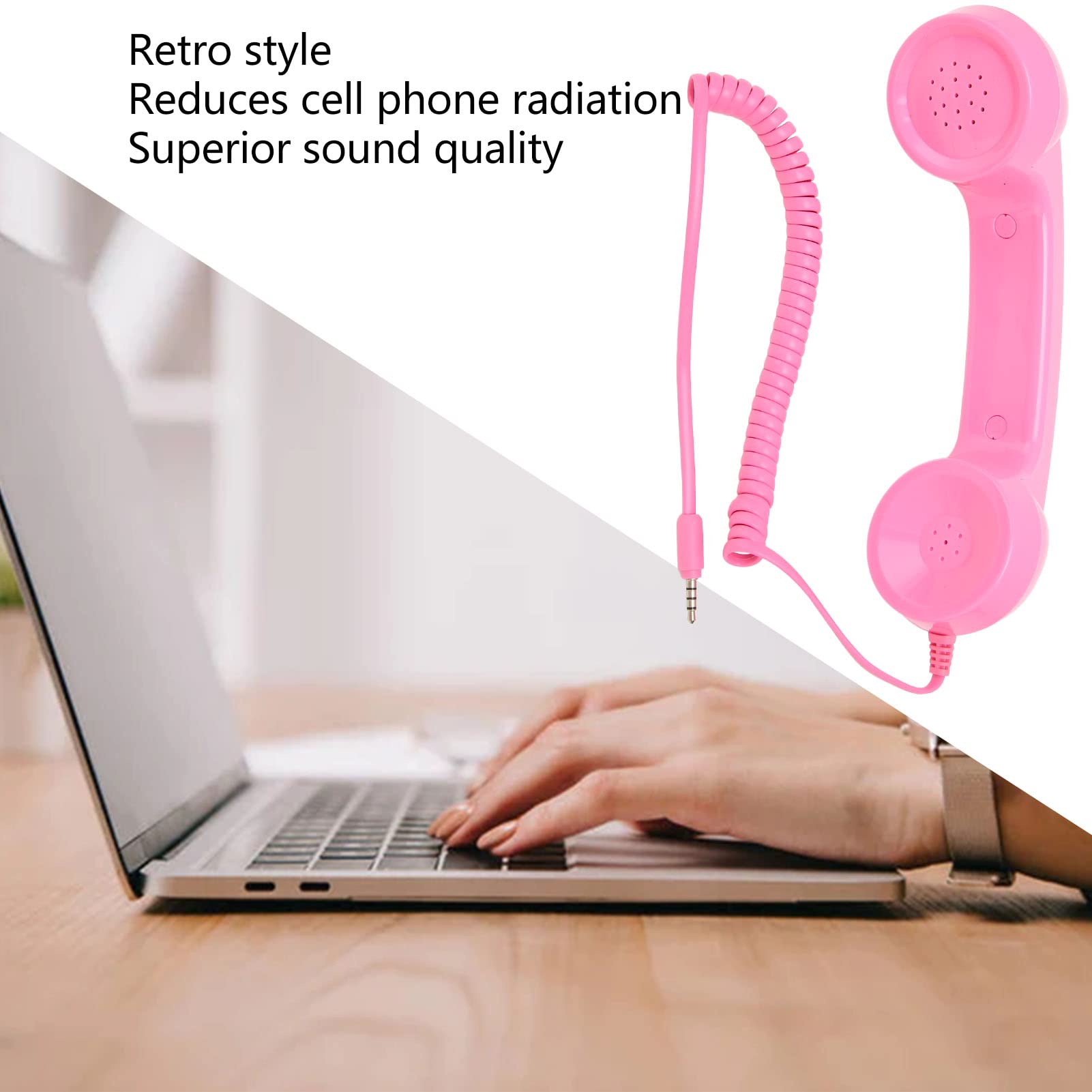 Vintage Retro 3.5mm Telephone Handset - Classic Cell Phone Receiver with Radiation Protection for Mobile Phones & Computers | Perfect for Home Office, Gaming, and Online Meetings