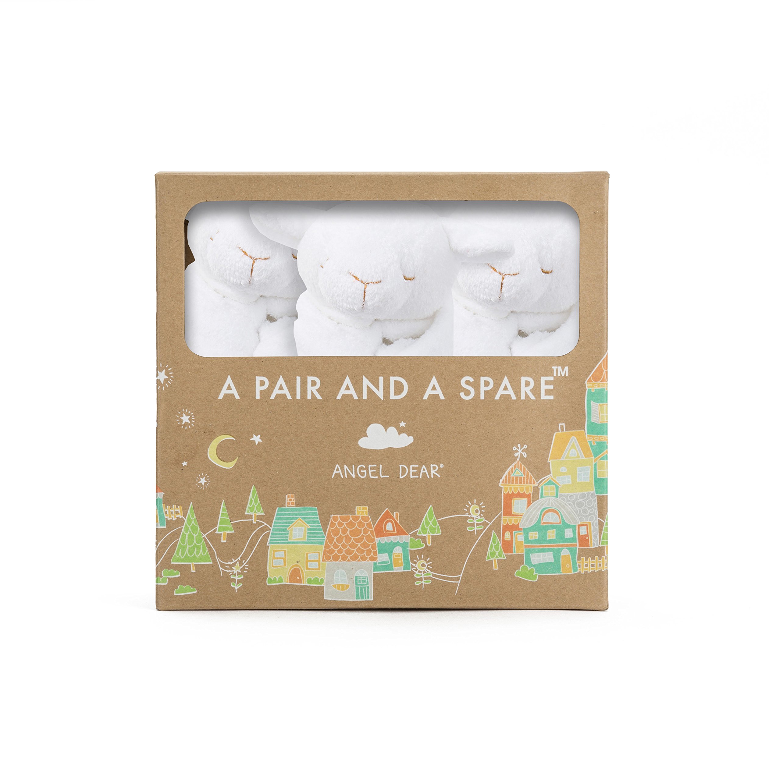 Angel Dear Pair and a Spare 3-Piece Baby Blanket Set - Soft White Lamb Design for Nursery, Swaddling & Stroller - Cozy & Adorable Gift for Newborns
