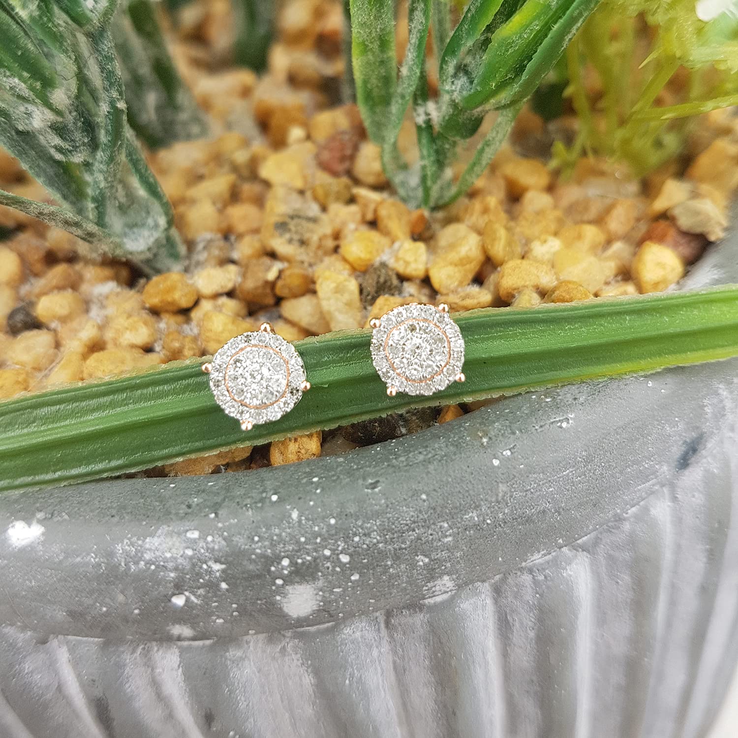 0.35 Cttw Round White Diamond Halo Stud Earrings for Women - 14K Solid Gold Screw Back, Elegant Circle Design for Parties, Weddings & Everyday Wear