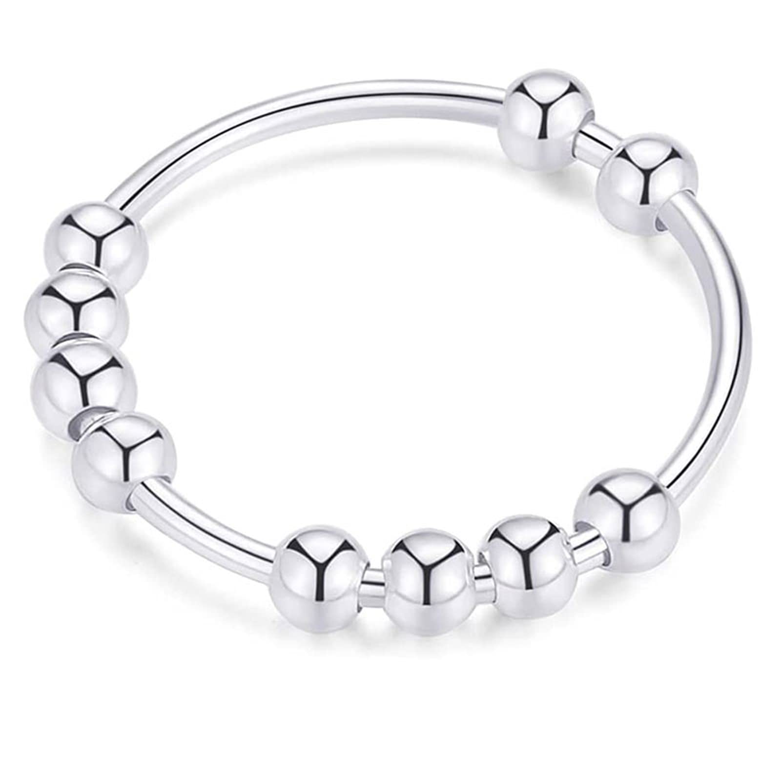 3-Piece Anxiety Relief Spinner Ring Set for Women & Men - Stress & Anxiety Reducing Beaded Chain Spinner Ring - Perfect Gift for Anxiety Management - Ideal for Office, Travel & Daily Stress Relief